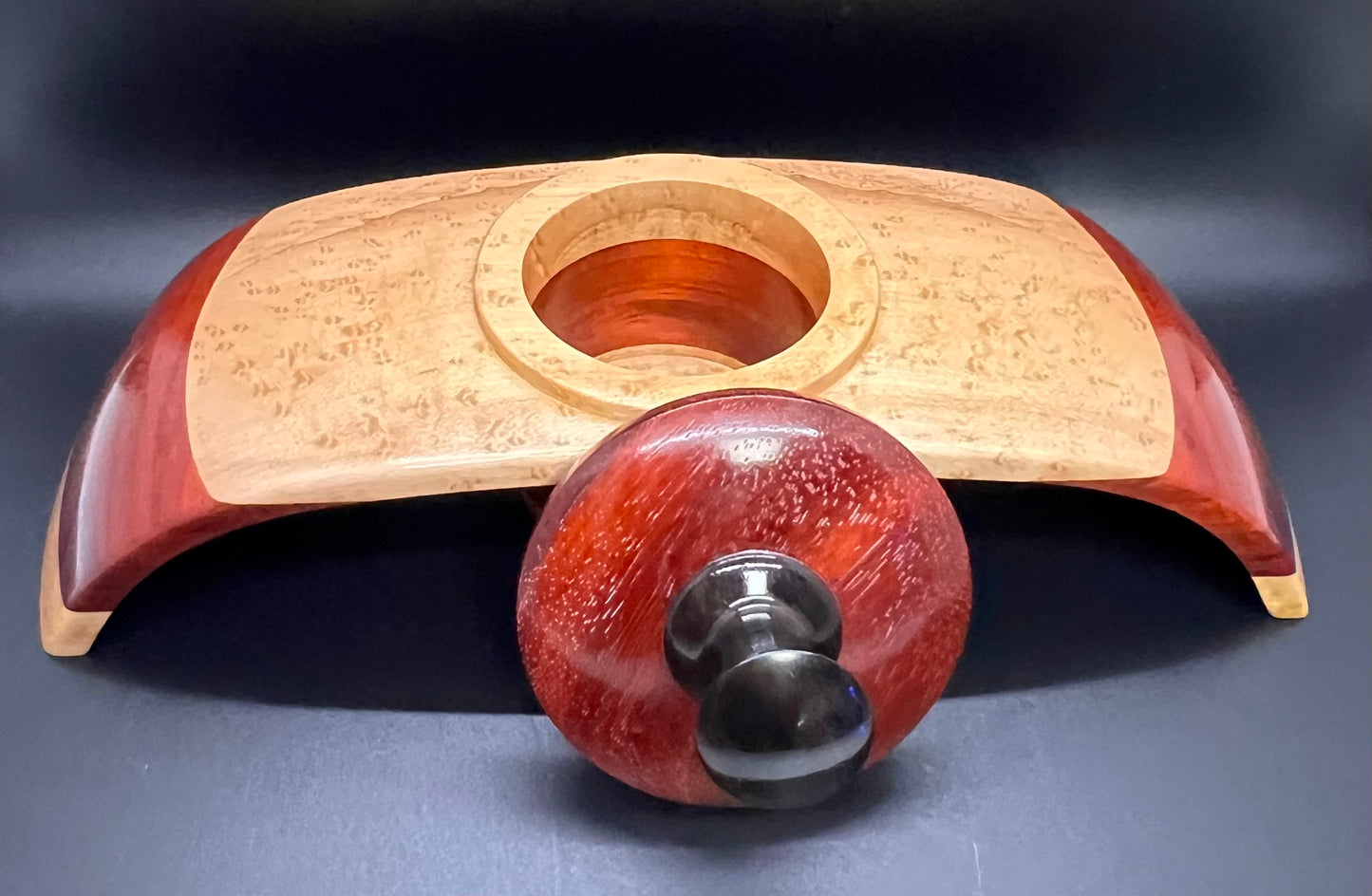 Birdseye Maple and Bloodwood Winged floating lidded box