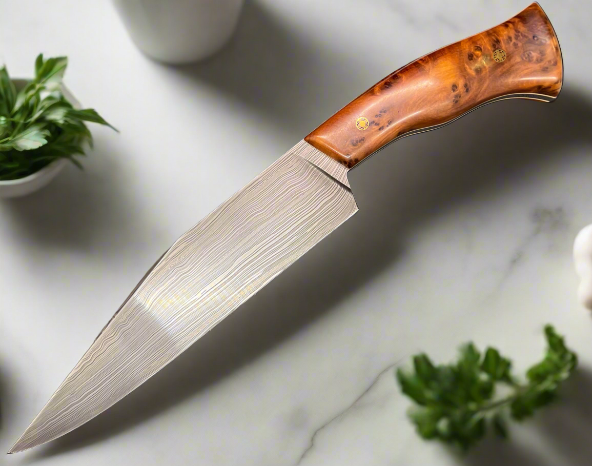 Hand Forged Damascus 1080 15N20 Knife