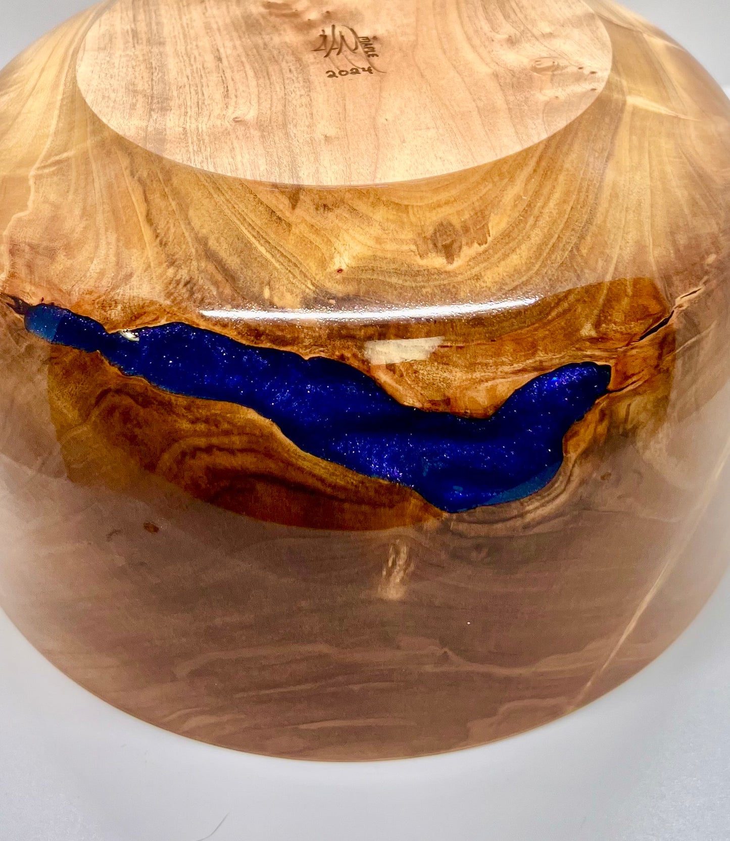 Curly Maple Blue Epoxy Bowl