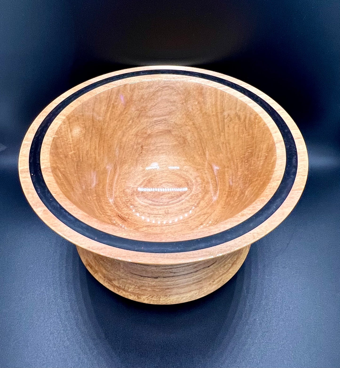 Hand Turned Curly Maple Accent Centerpiece with Black Resin Inlay