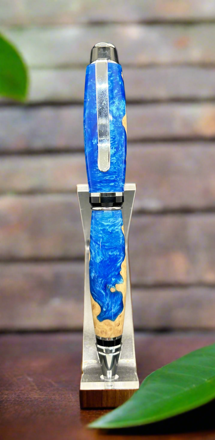 Ultra Cigar Twist Pen encased with Blue resin