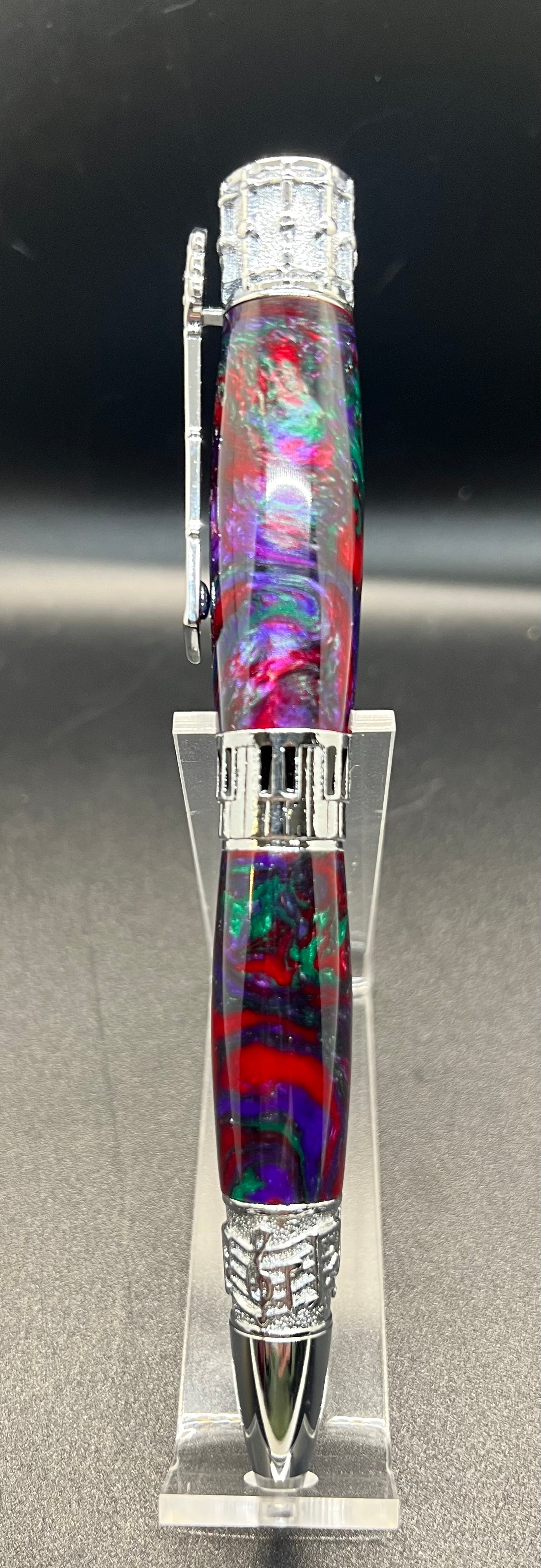 Music Twist Pen- Burl, and multi colored acrylic