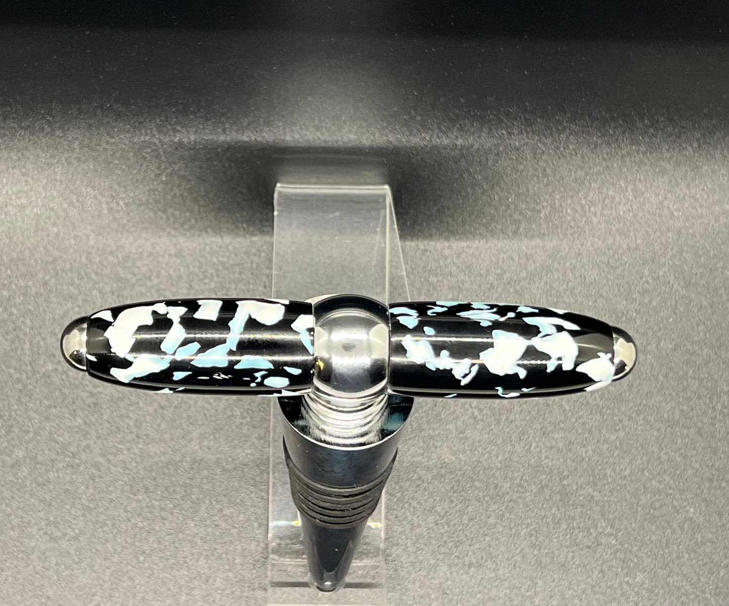 T-Handle Corkscrew/Bottle Stopper Combo-Black and White