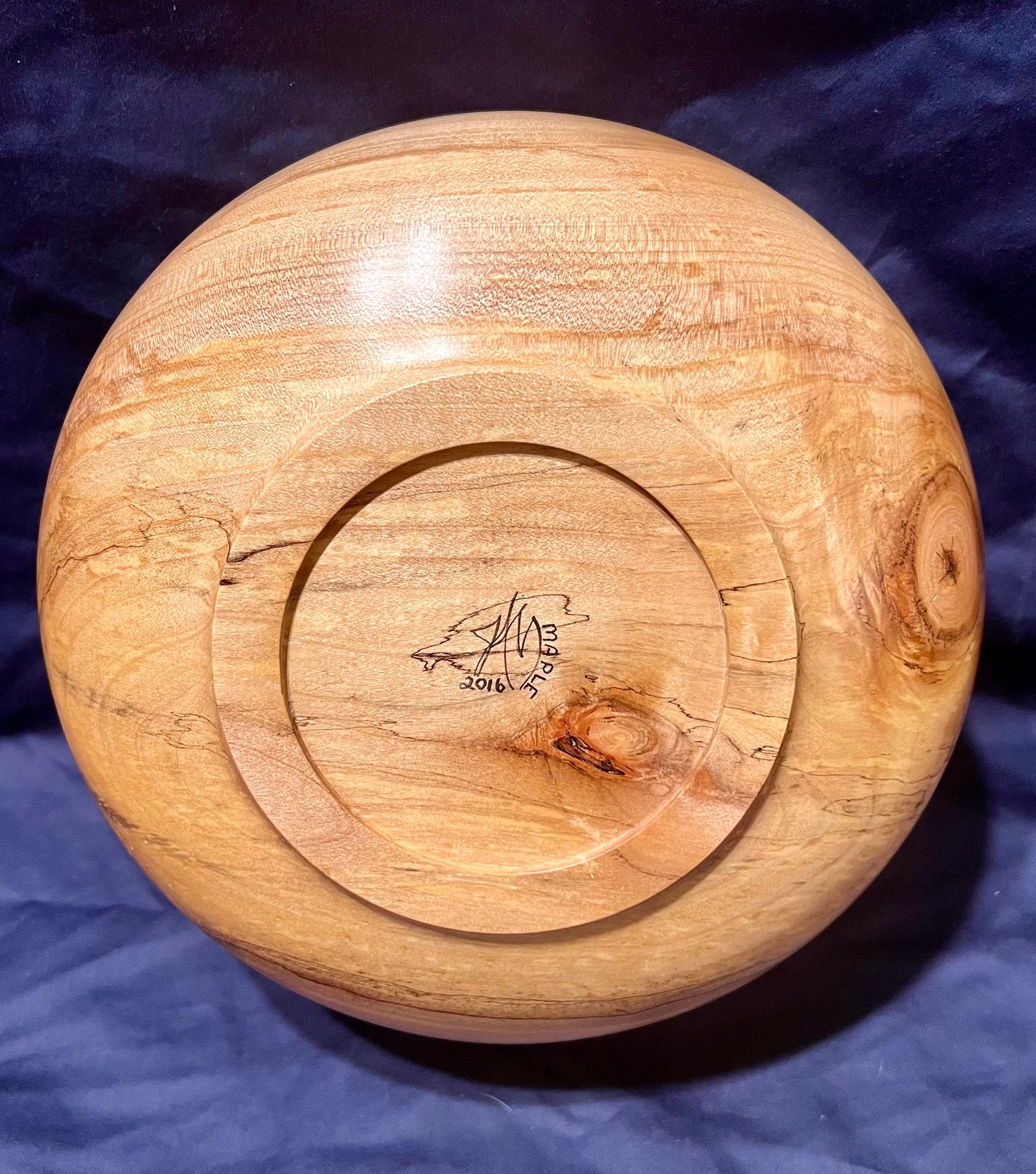 Hand Turned Spalted Curly Maple Bowl