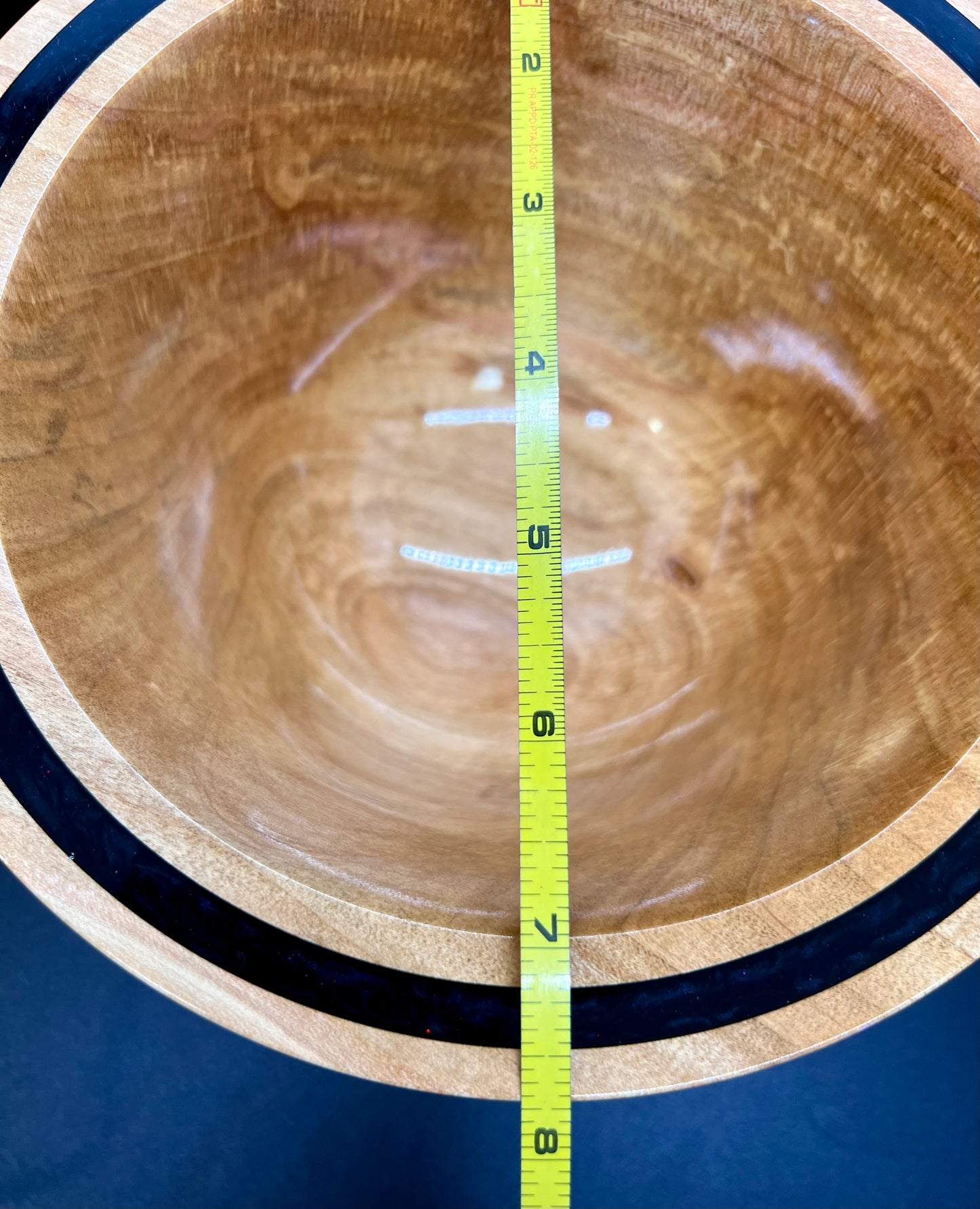 Hand Turned Curly Maple Accent Centerpiece with Black Resin Inlay