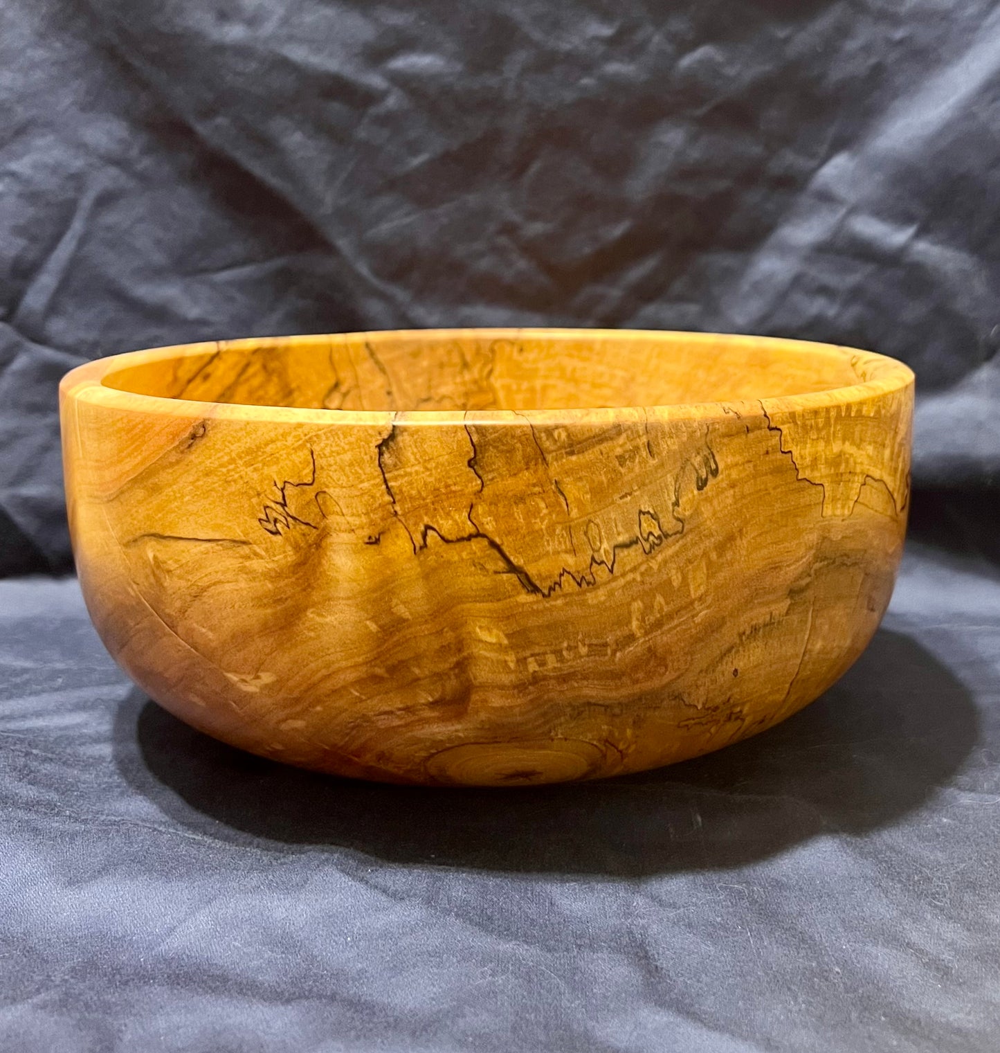 Hand Turned Spalted Curly Maple Bowl