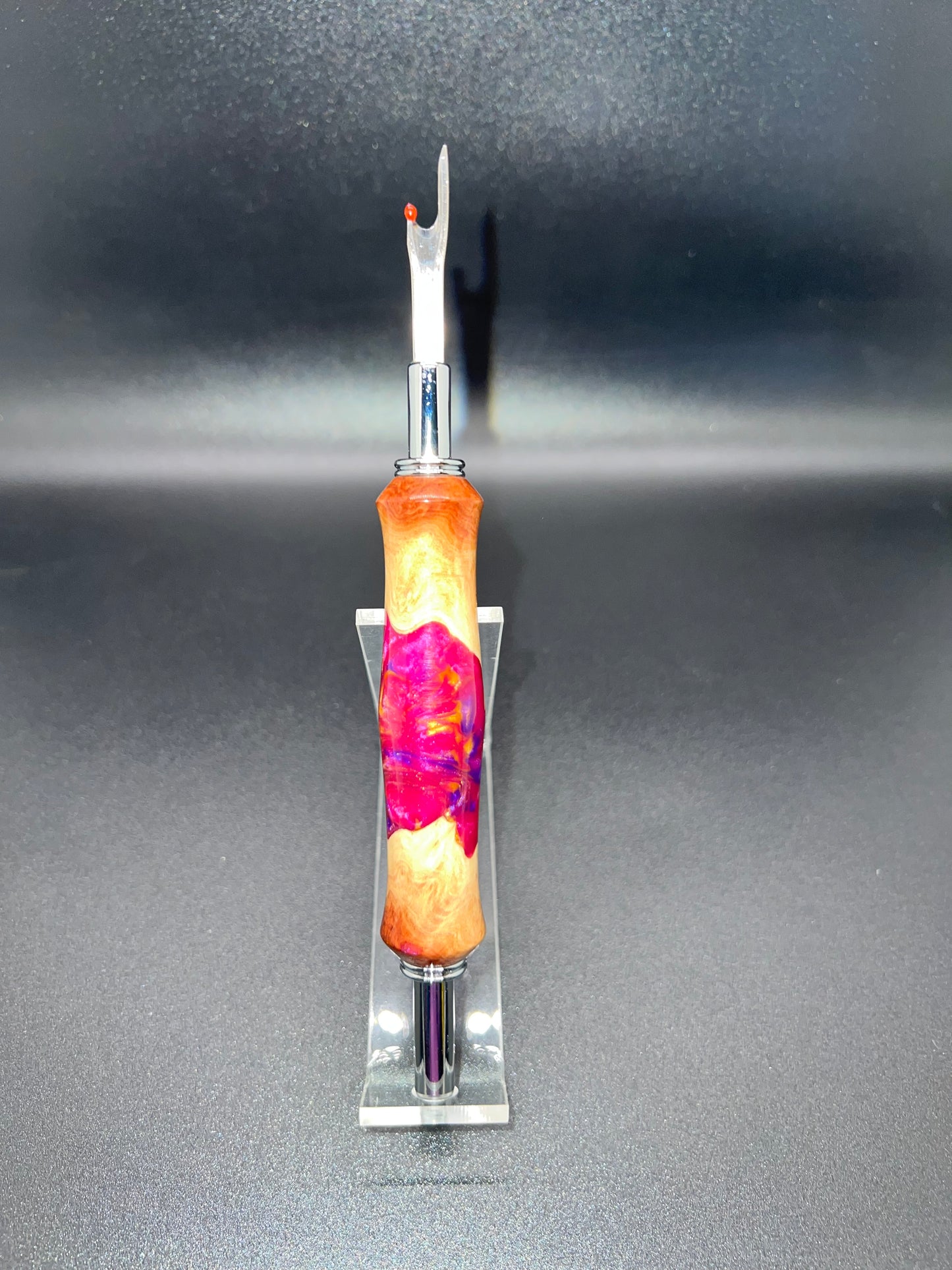 Seam ripper-Double-Mallee Burl-Magenta Purple and Gold Resin