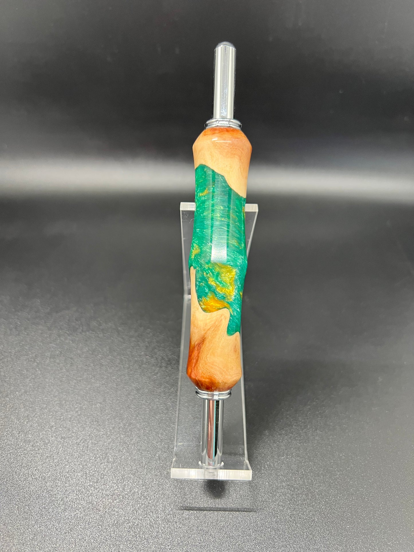Seam ripper-Double-Mallee Burl-Green and Gold Resin