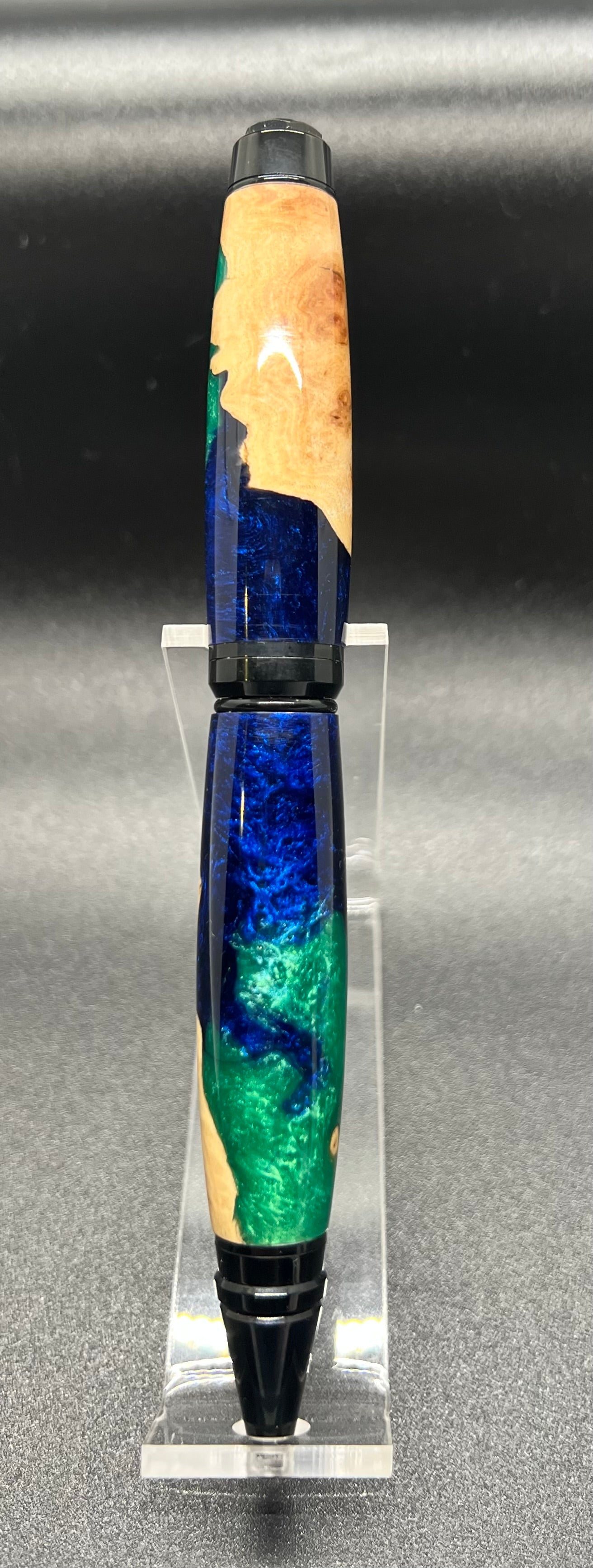 Ultra/Premier Cigar Twist pen w/Mallee Burl, Blue & Green resin