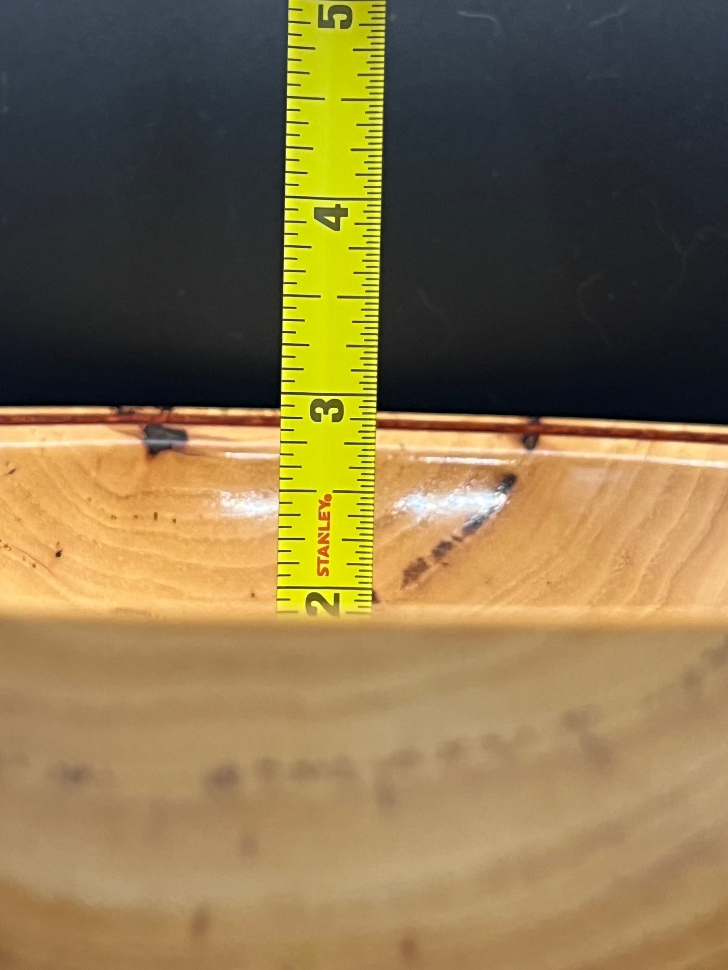 Hand turned Elm bowl with deep copper colored resin inlay