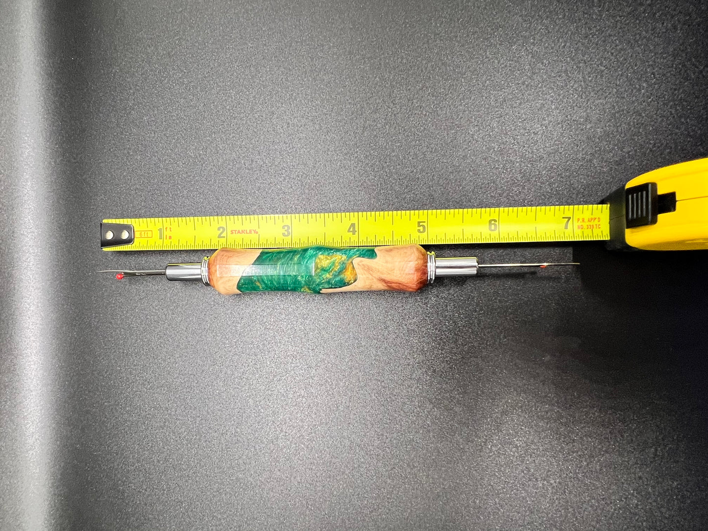 Seam ripper-Double-Mallee Burl-Green and Gold Resin