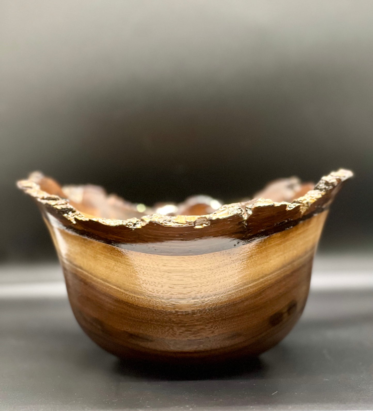 Hand turned Walnut live edge bowl