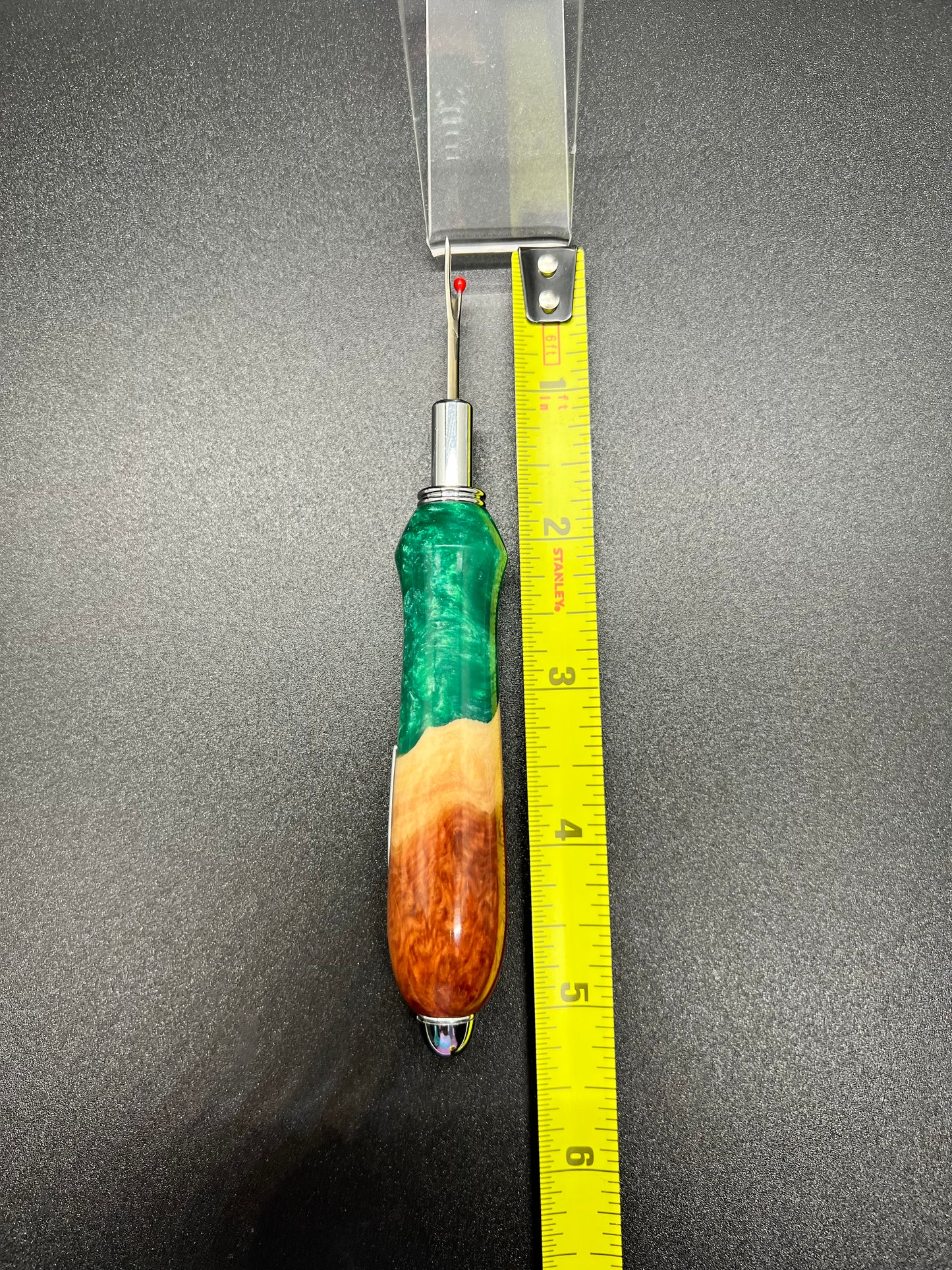Seam ripper-Single-Mallee Burl-Green colored Resin