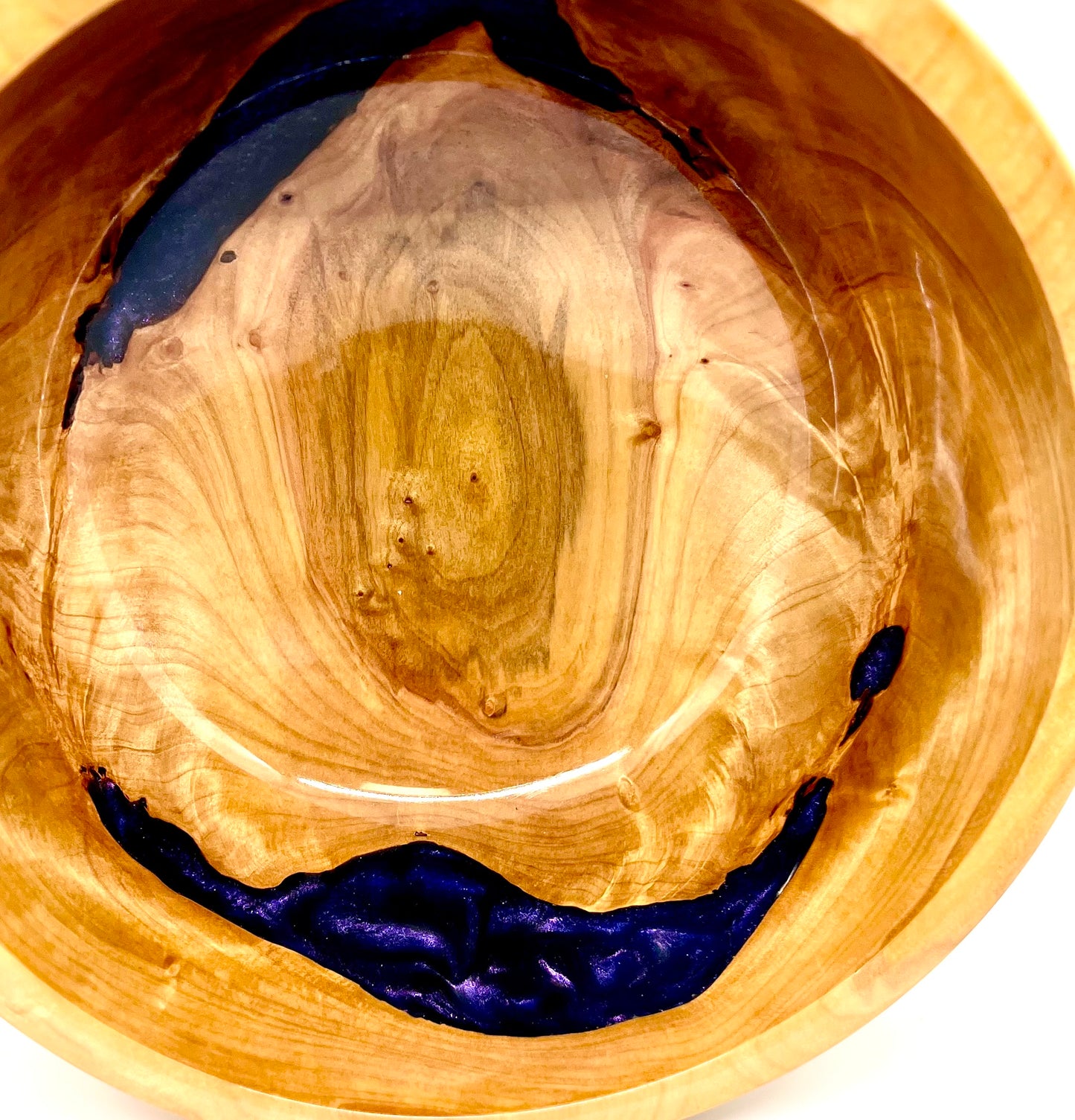 Curly Maple Blue Epoxy Bowl