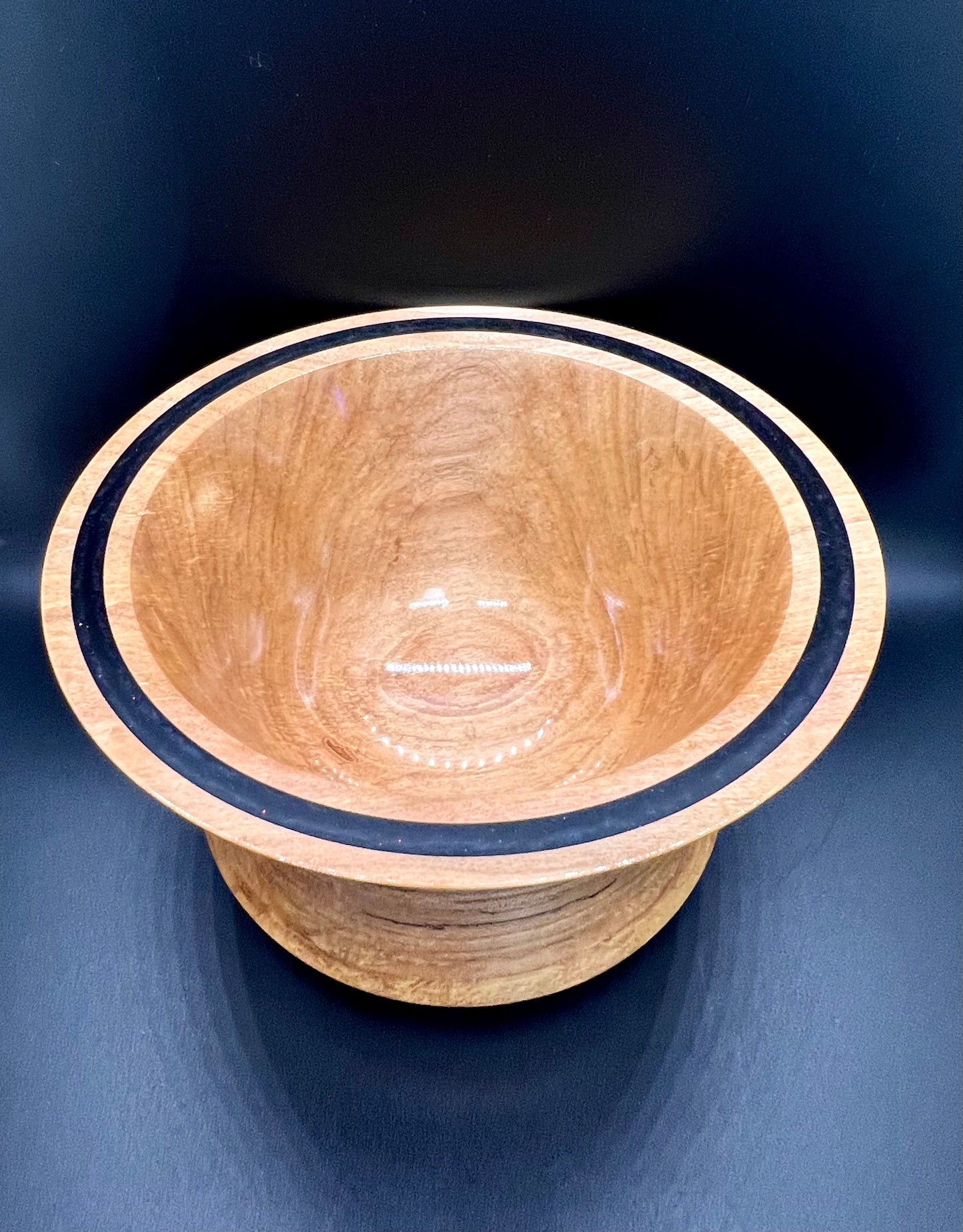 Hand Turned Curly Maple Accent Centerpiece with Black Resin Inlay