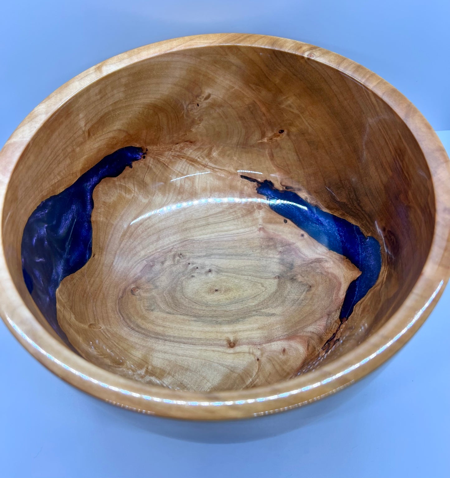Curly Maple Blue Epoxy Bowl