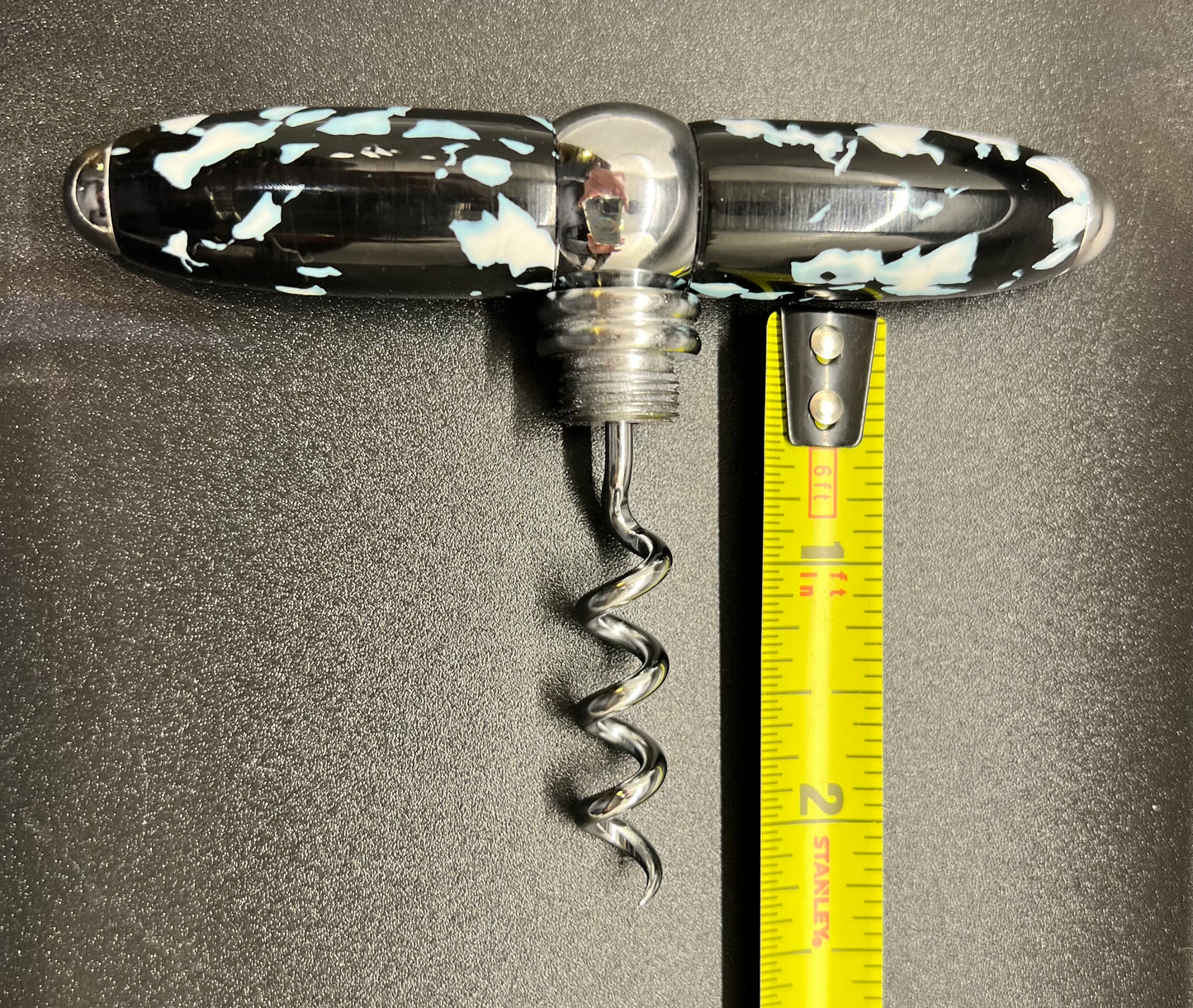 T-Handle Corkscrew/Bottle Stopper Combo-Black and White