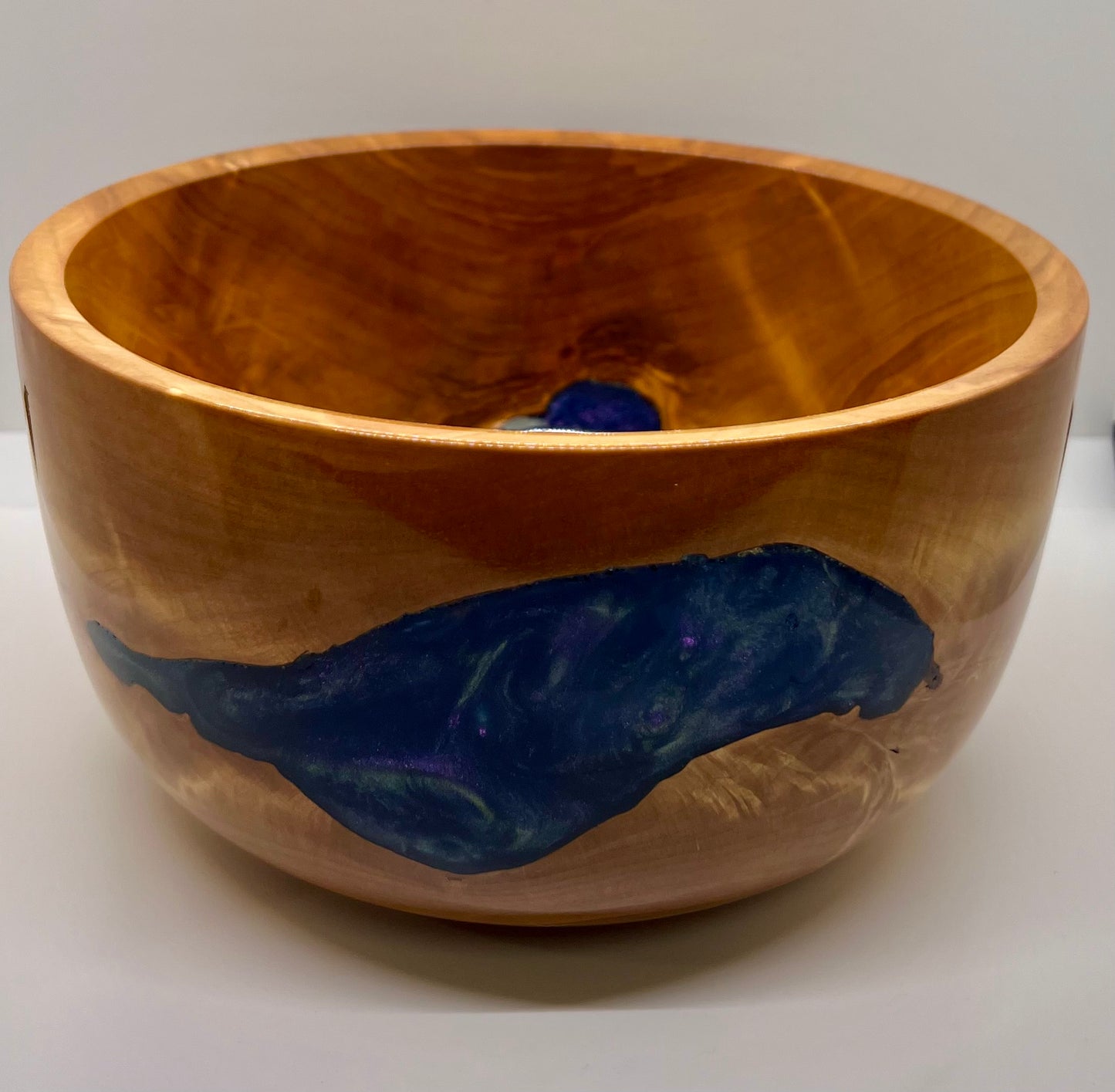 Curly Maple Blue Epoxy Bowl