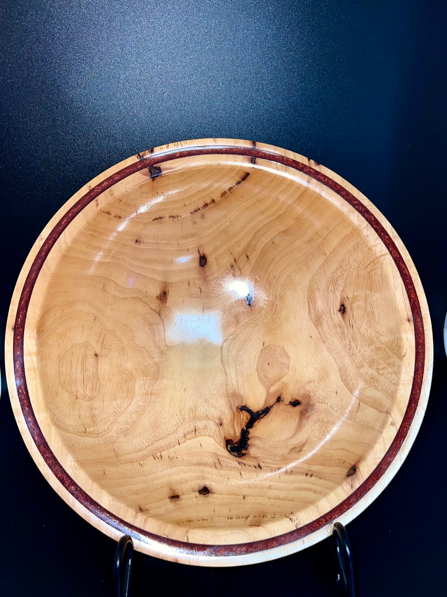Hand turned Elm bowl with deep copper colored resin inlay