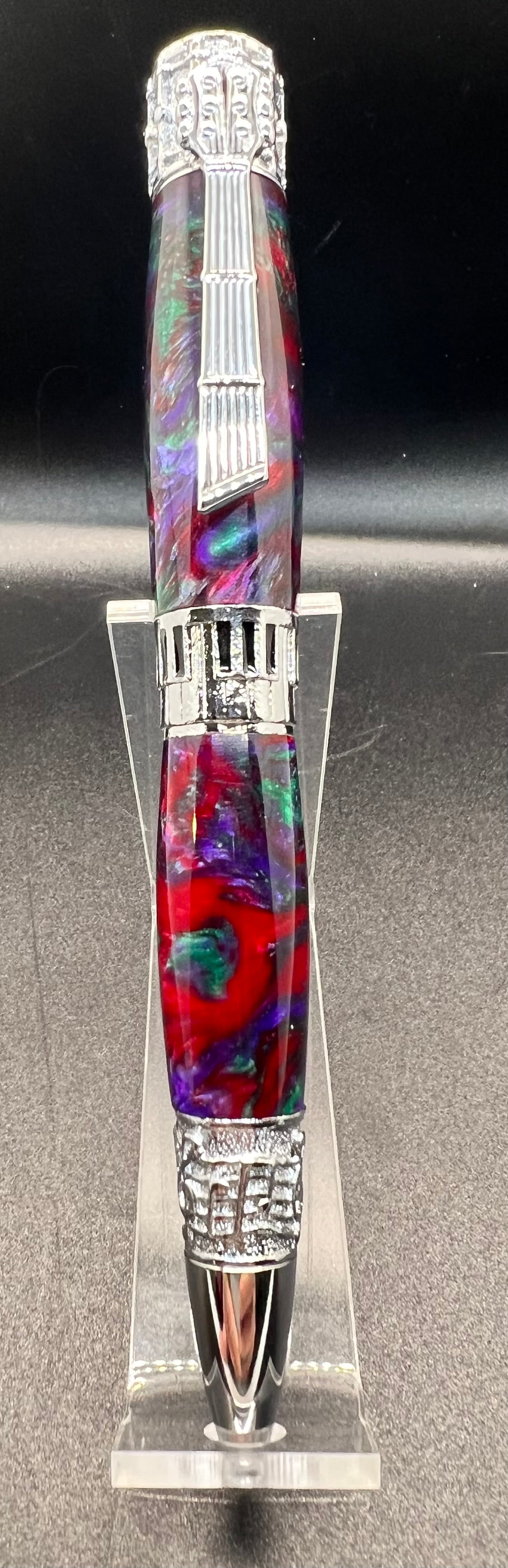 Music Twist Pen- Burl, and multi colored acrylic