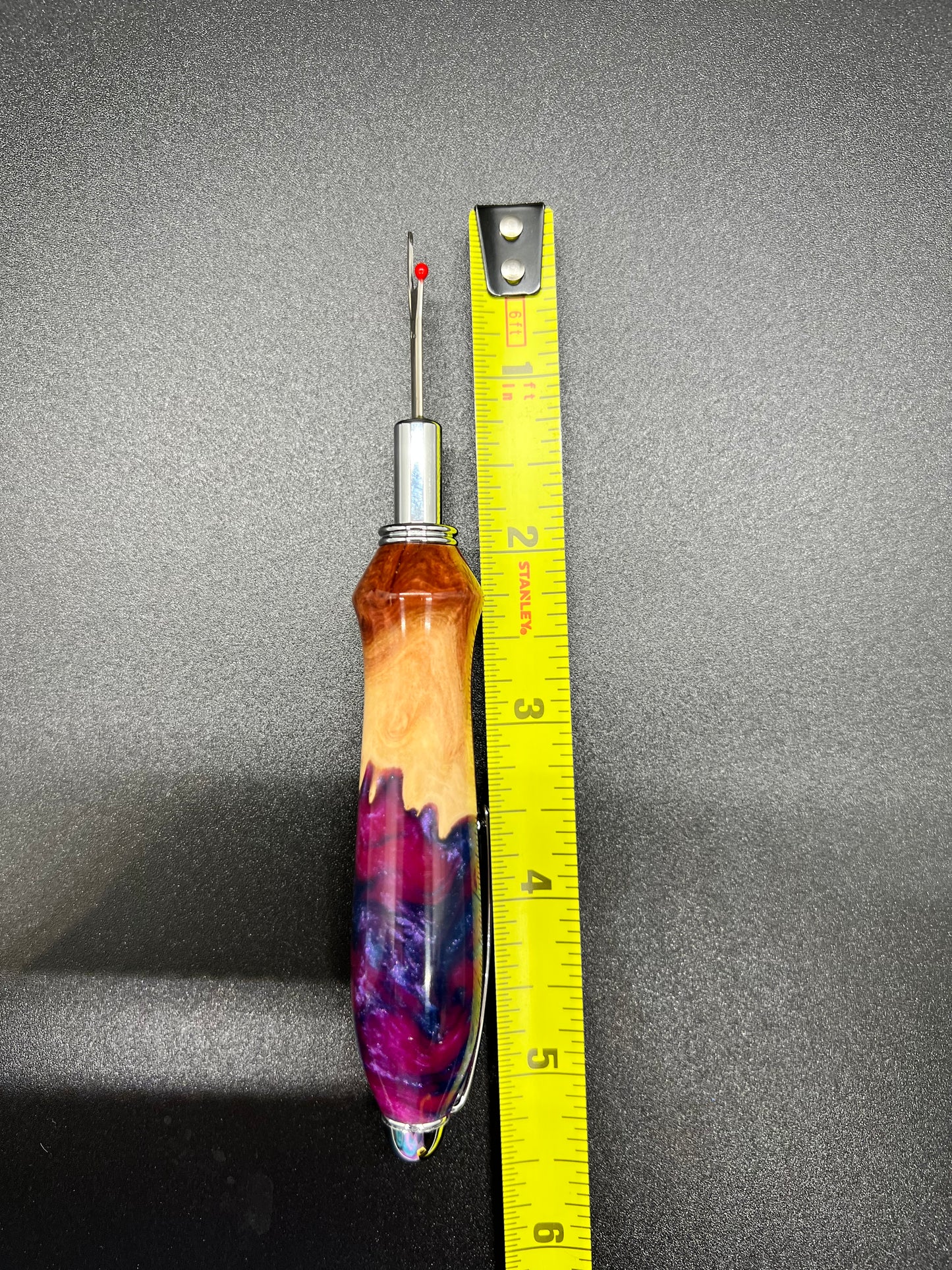 Seam ripper-Single-Mallee Burl-Magenta and Purple colored Resin