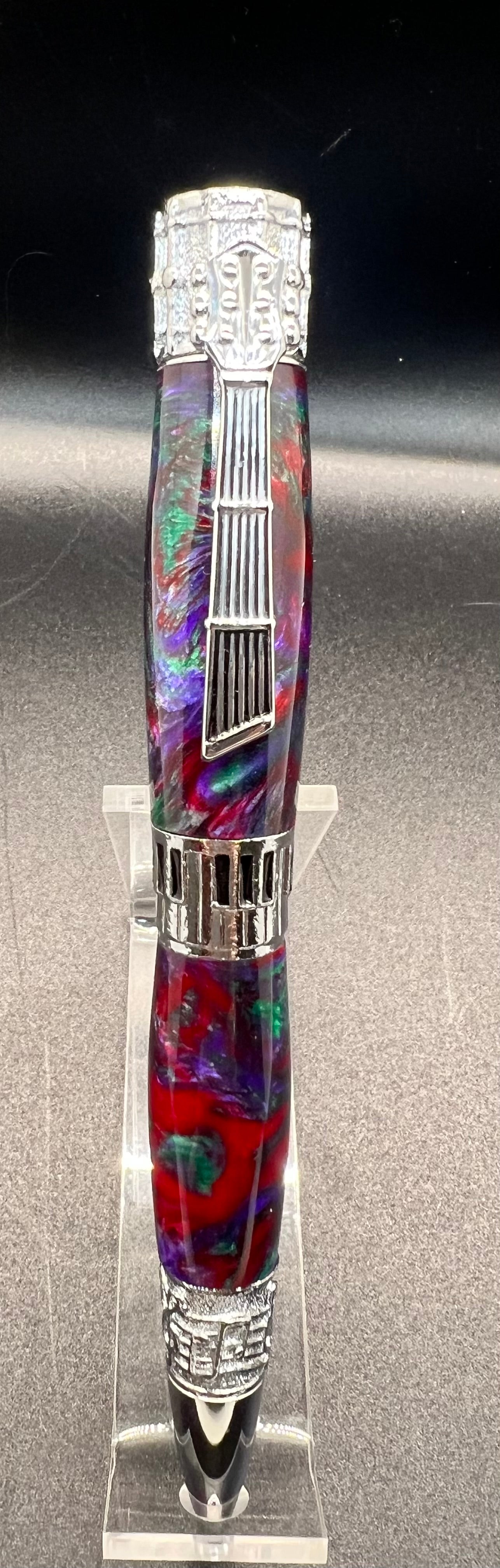 Music Twist Pen- Burl, and multi colored acrylic
