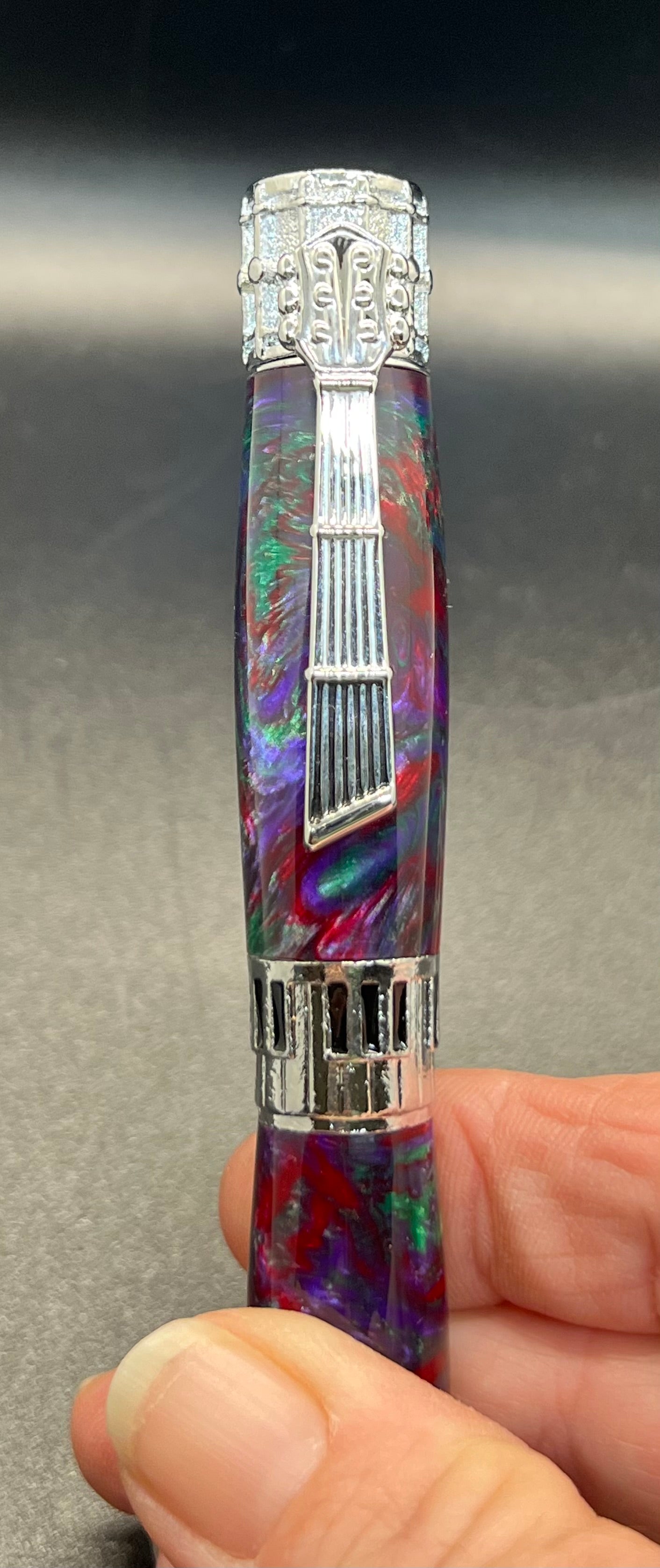 Music Twist Pen- Burl, and multi colored acrylic