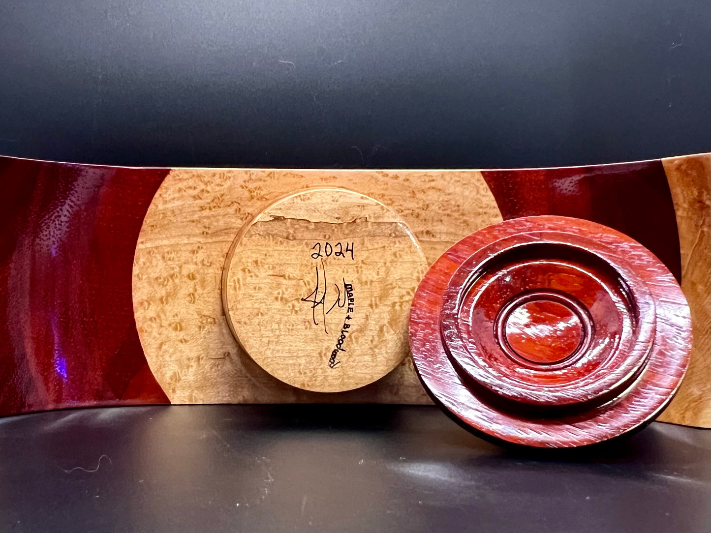 Birdseye Maple and Bloodwood Winged floating lidded box