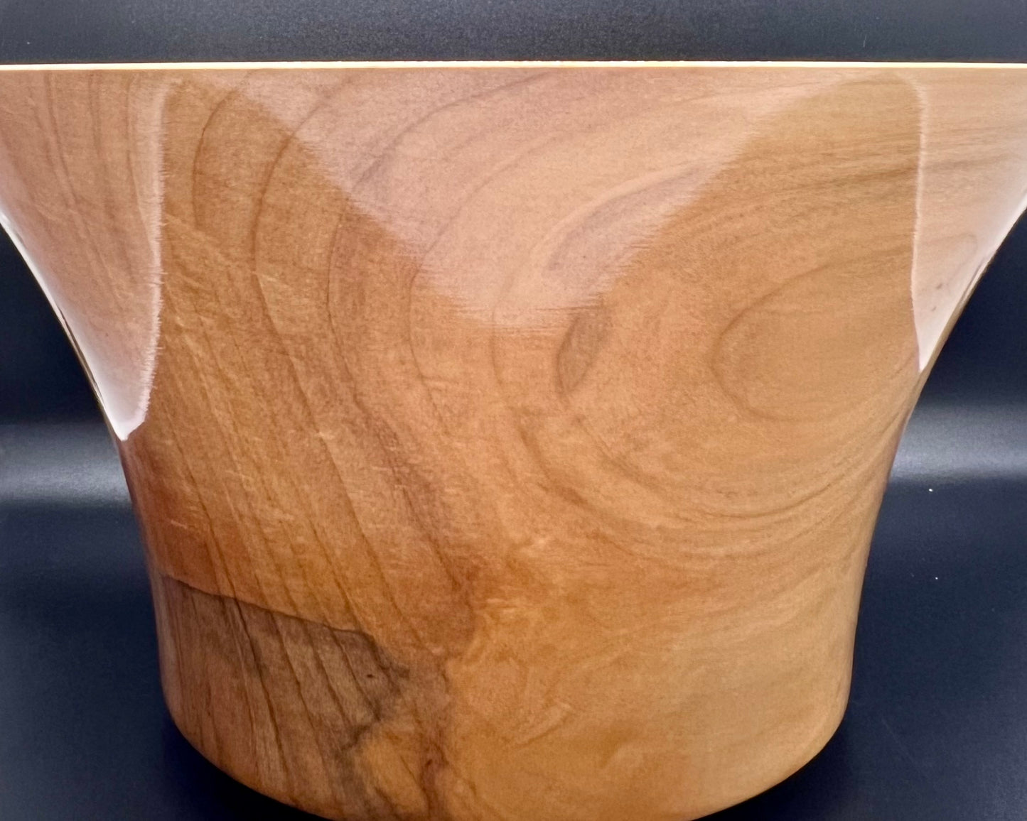 Hand Turned Curly Spalted Maple Tulip Shaped Centerpiece with Green Inlay