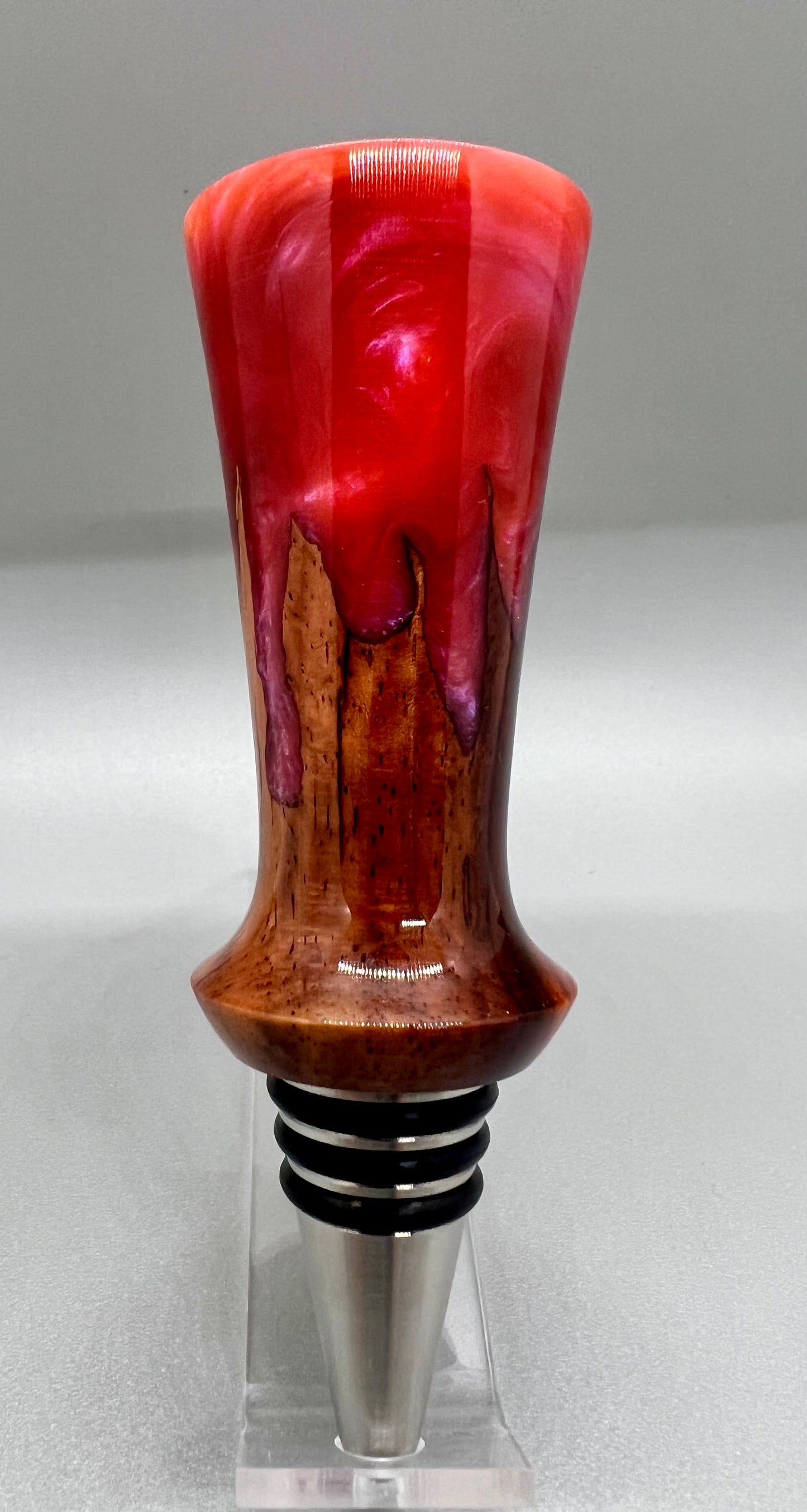 Bottle Stopper Cocobolo with magenta resin