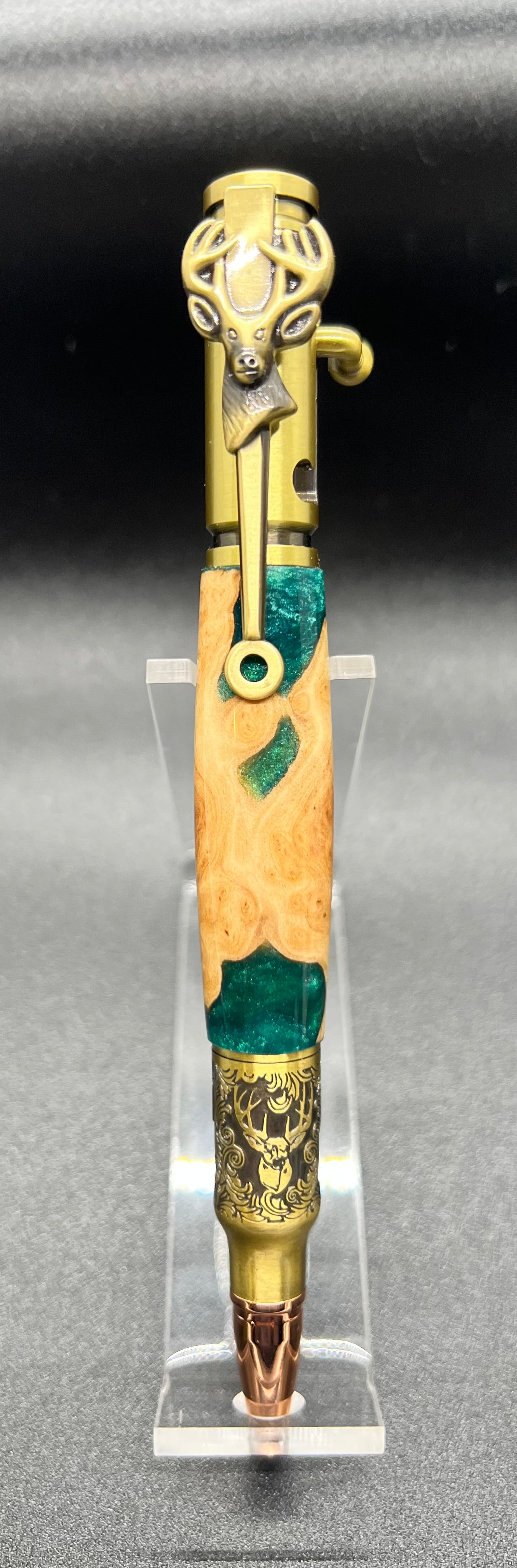 Deer Hunter Bolt Action Pen-Malle Burl w/ Green resin