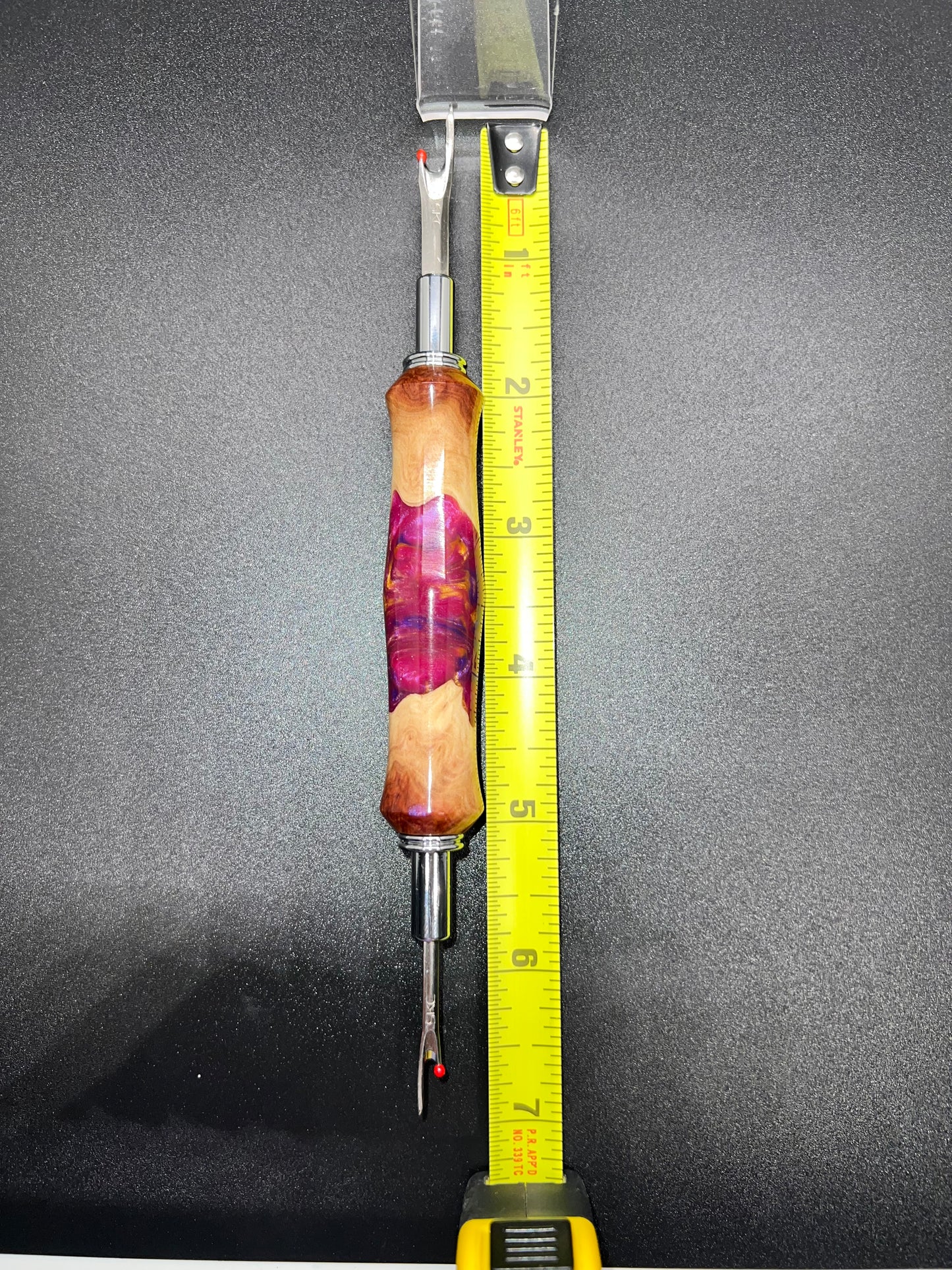 Seam ripper-Double-Mallee Burl-Magenta Purple and Gold Resin