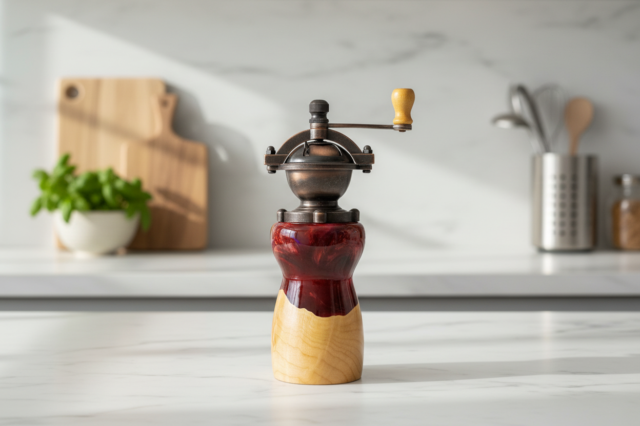 Antique Style Salt/Peppermill-Burl and Resin