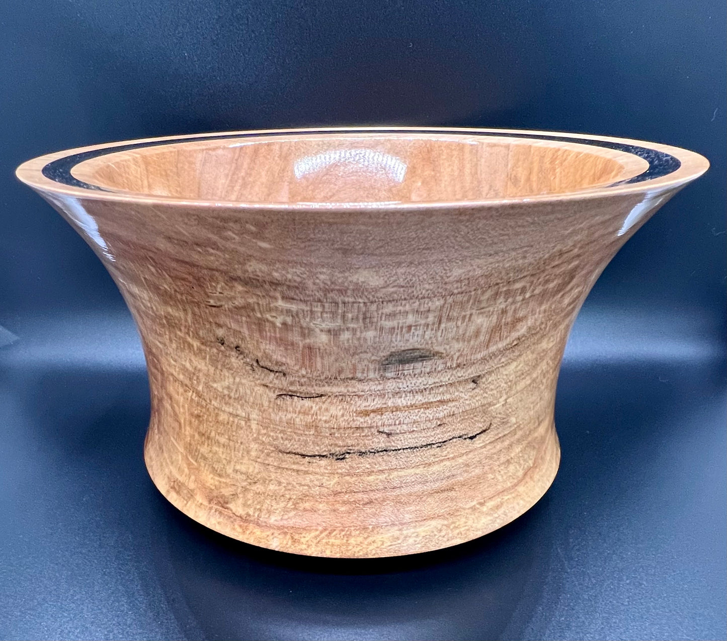 Hand Turned Curly Maple Accent Centerpiece with Black Resin Inlay