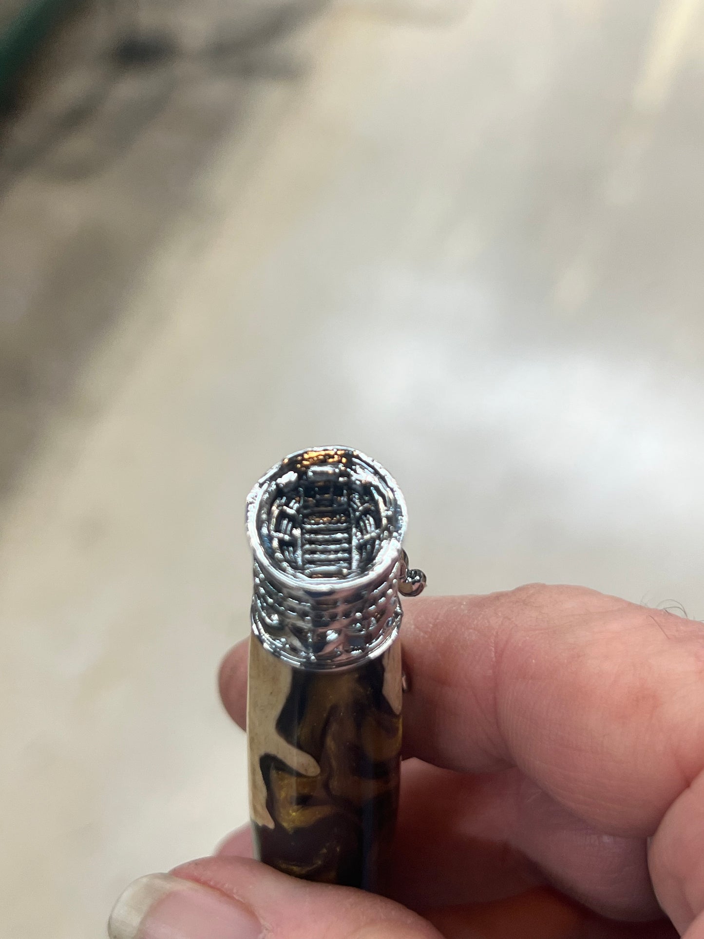 Football Twist Pen-Mallee Burl-Black and Gold resin
