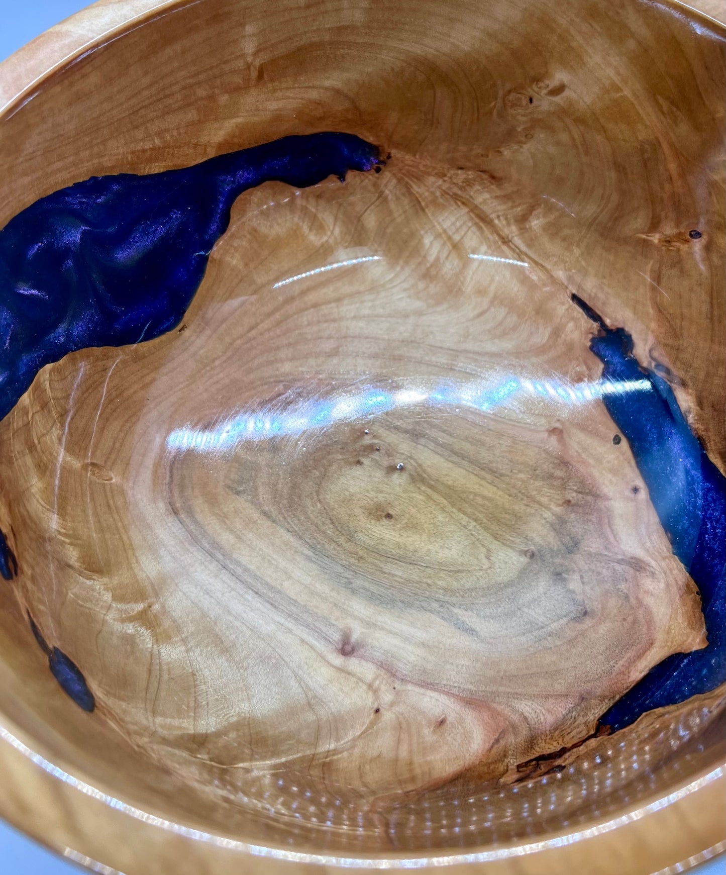 Curly Maple Blue Epoxy Bowl