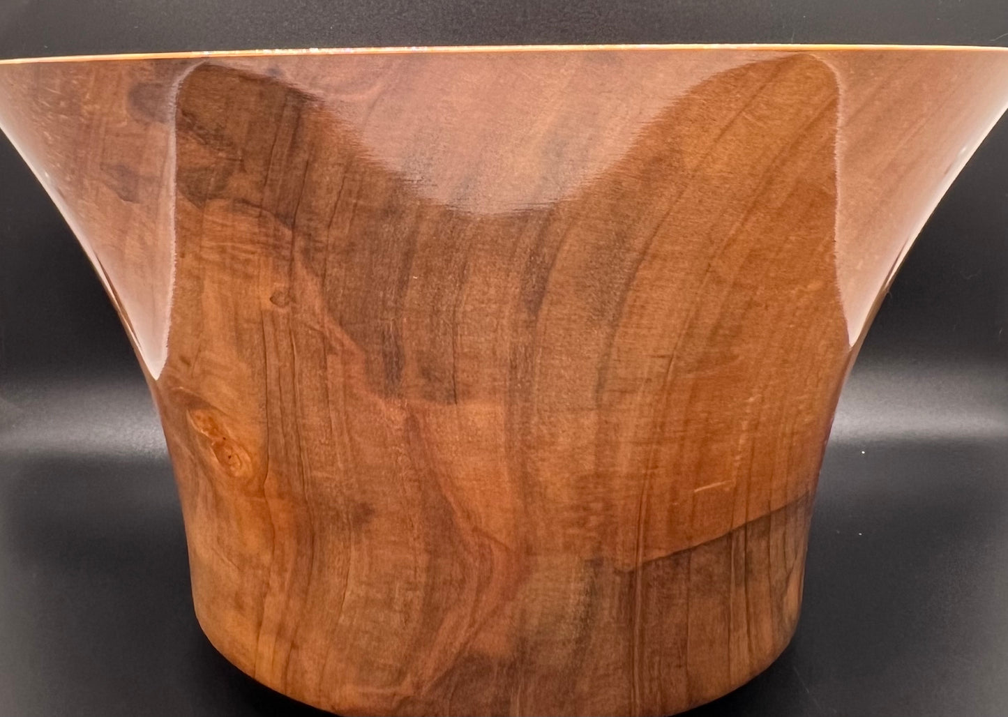 Hand Turned Curly Spalted Maple Tulip Shaped Centerpiece with Green Inlay