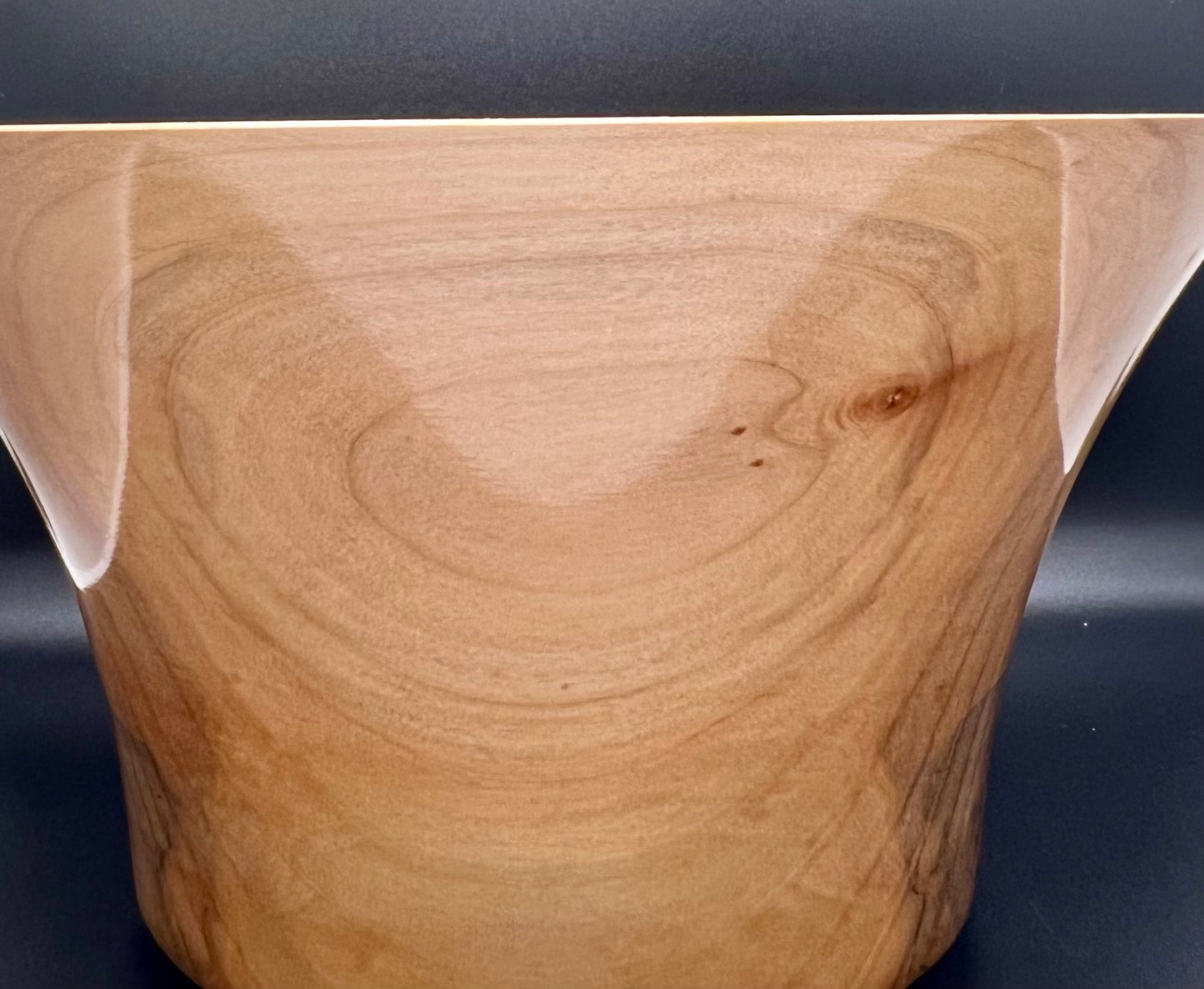 Hand Turned Curly Spalted Maple Tulip Shaped Centerpiece with Green Inlay
