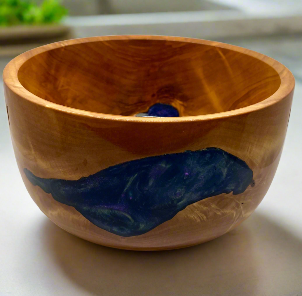 Curly Maple Blue Epoxy Bowl