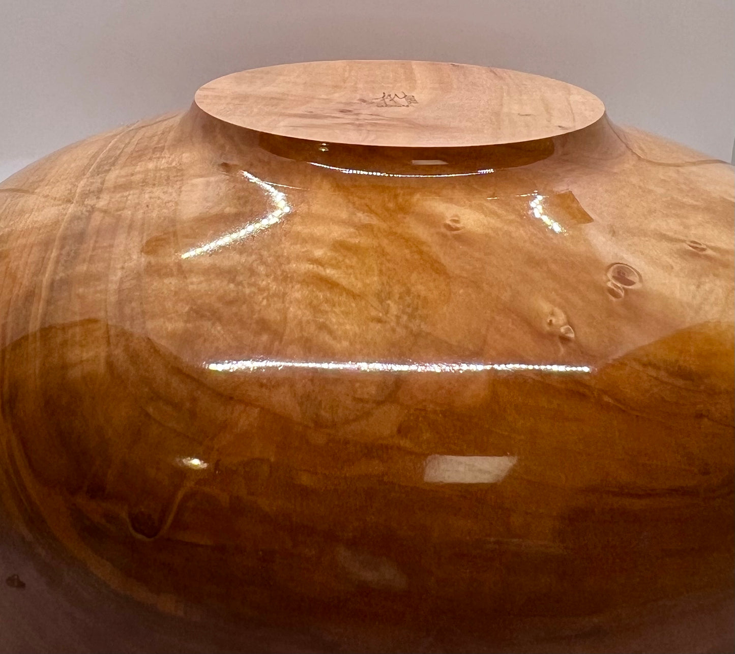 Hand Turned Figured Maple Bowl With Deep Metallic Red Epoxy Inlay Heirloom Maple