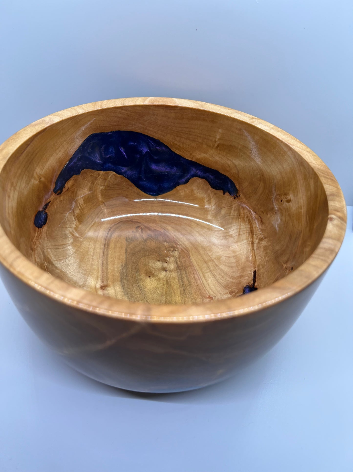 Curly Maple Blue Epoxy Bowl