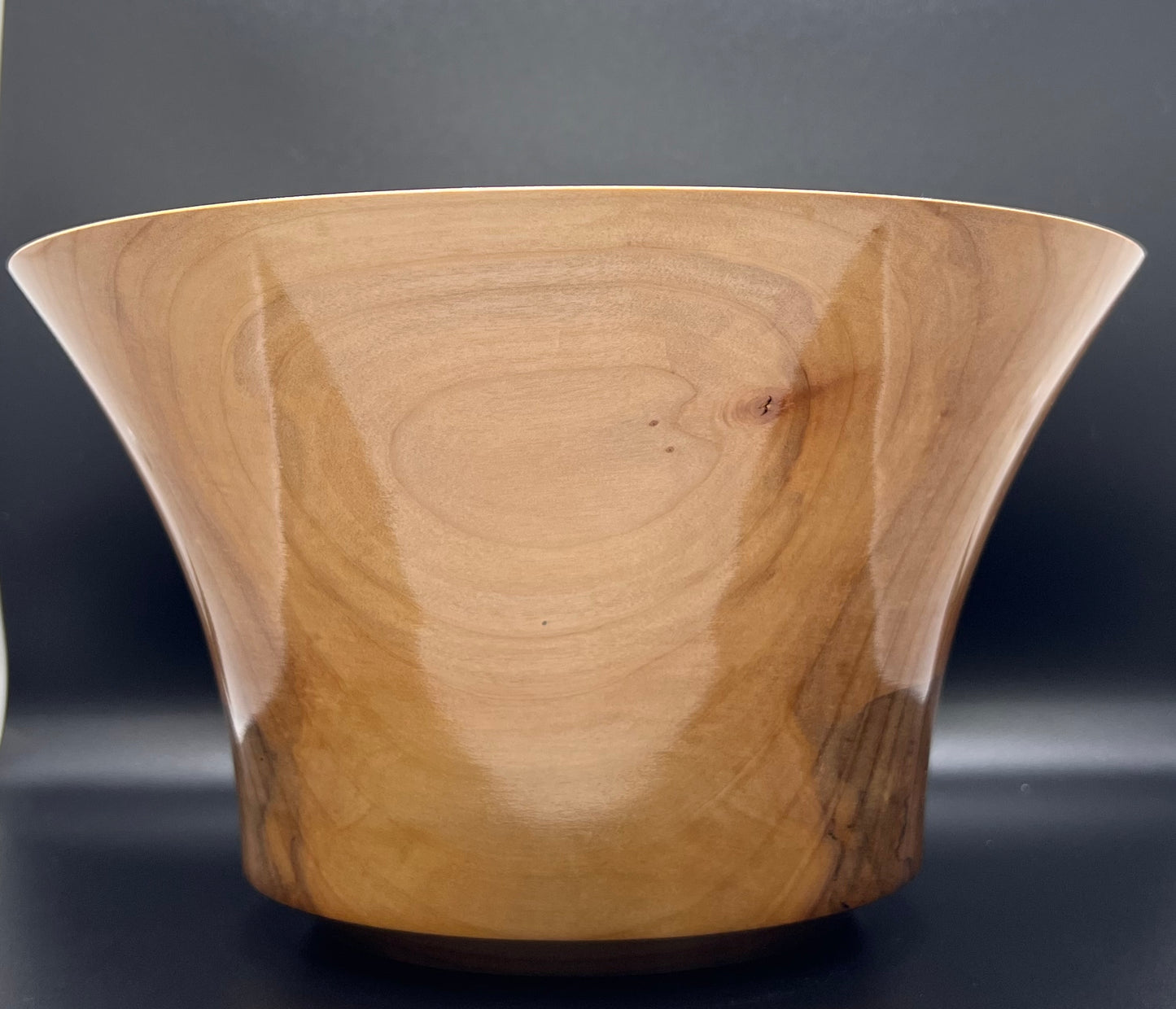 Hand Turned Curly Spalted Maple Tulip Shaped Centerpiece with Green Inlay