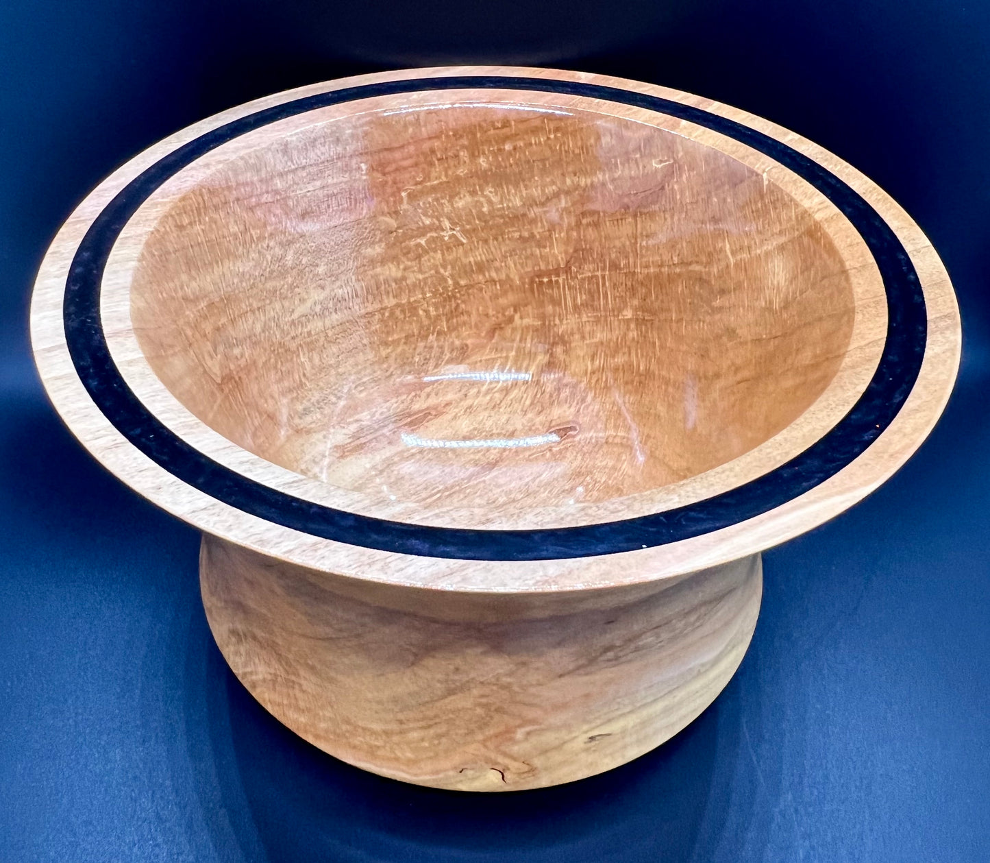 Hand Turned Curly Maple Accent Centerpiece with Black Resin Inlay