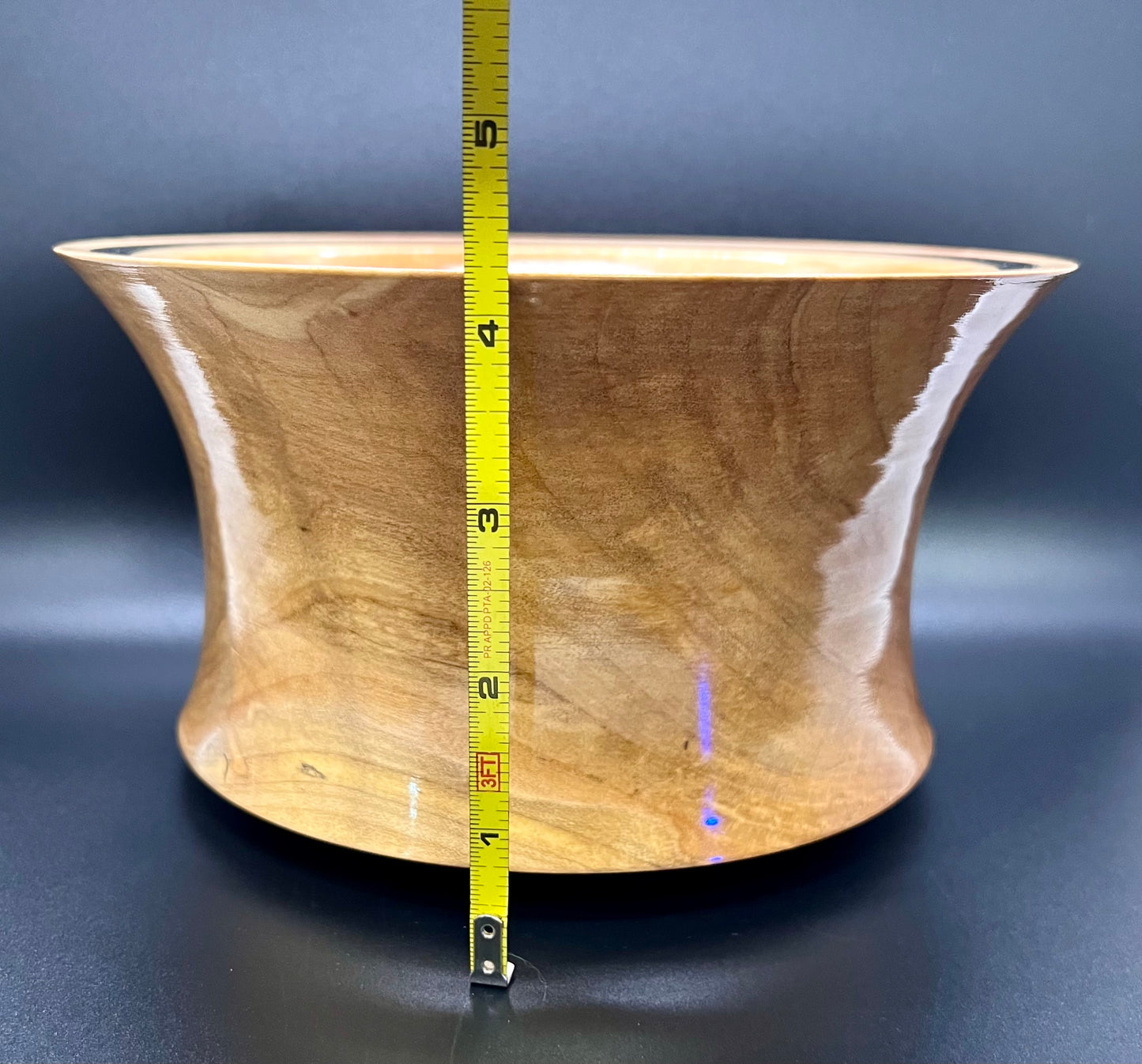 Hand Turned Curly Maple Accent Centerpiece with Black Resin Inlay