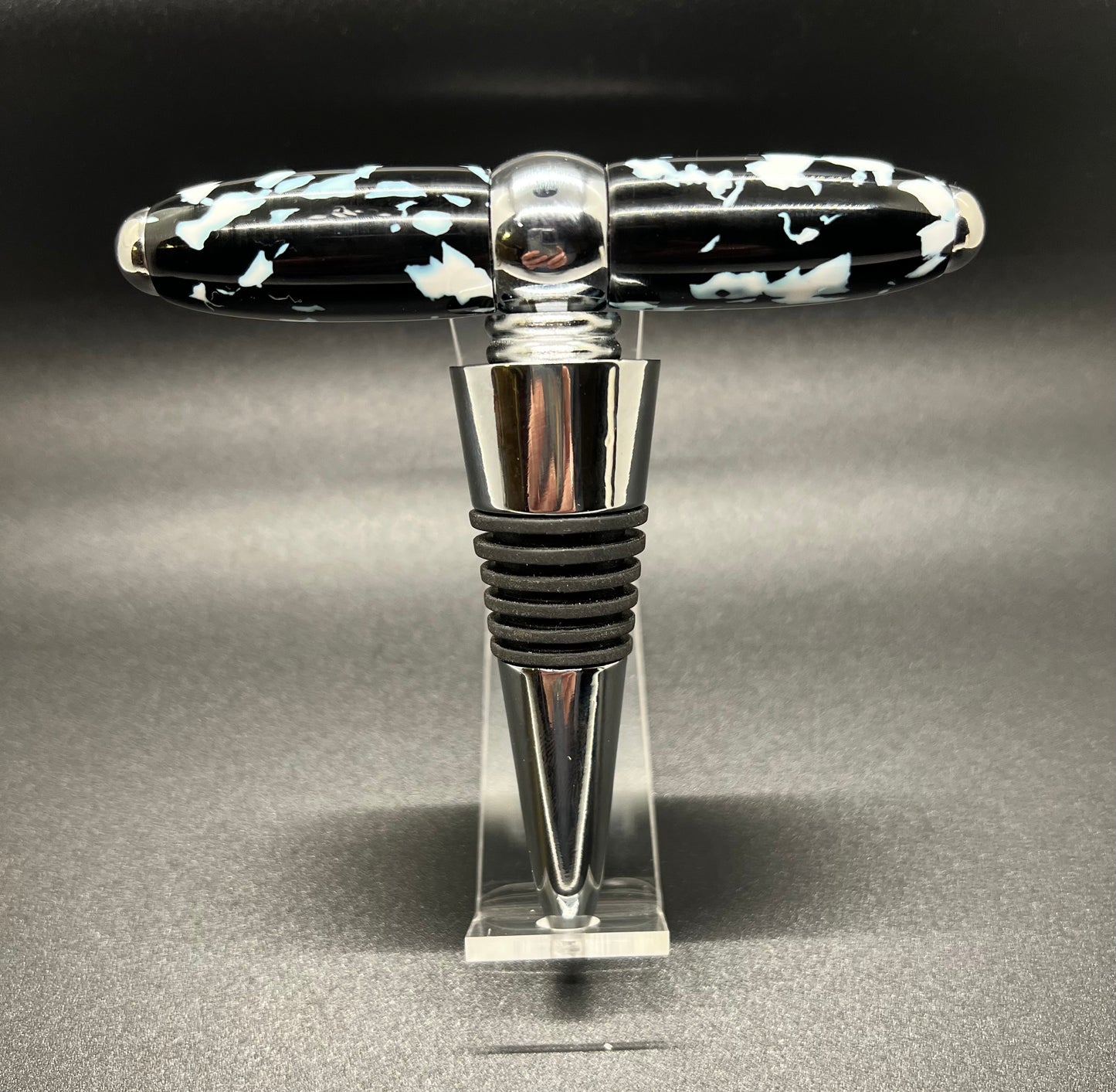 T-Handle Corkscrew/Bottle Stopper Combo-Black and White