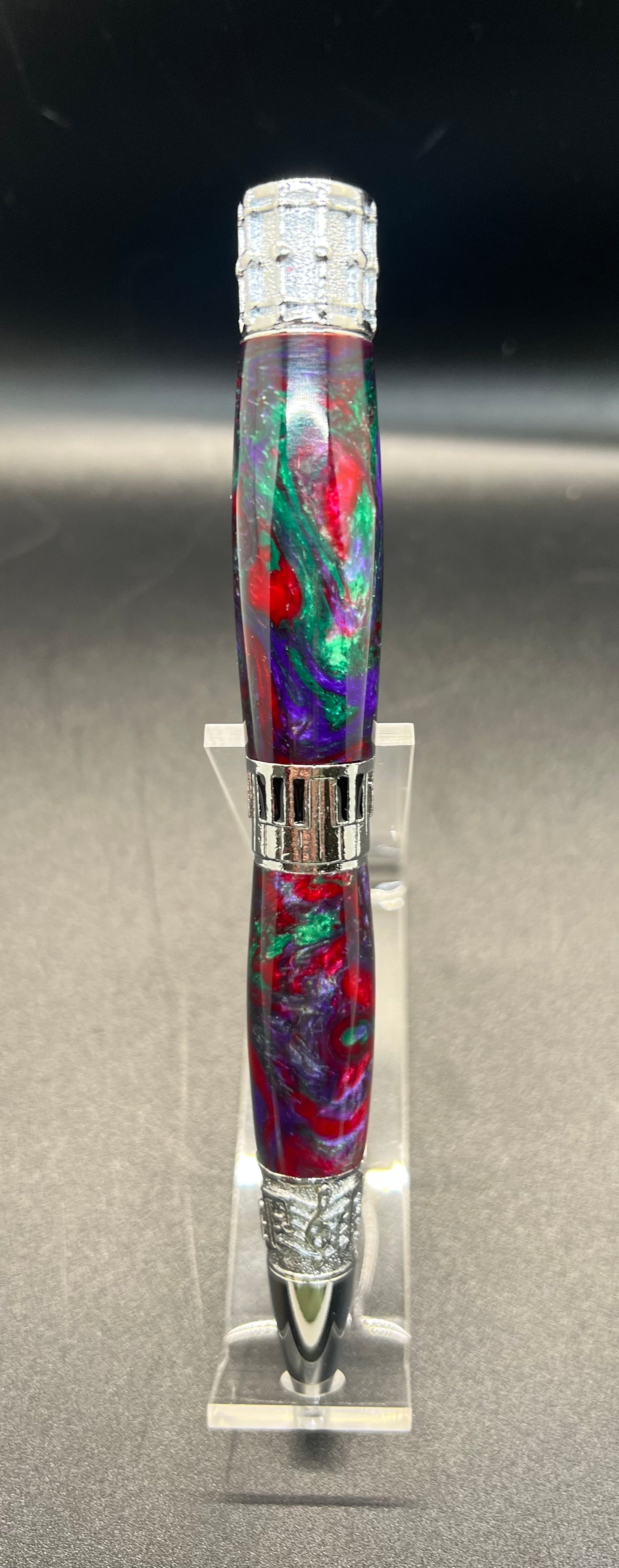Music Twist Pen- Burl, and multi colored acrylic
