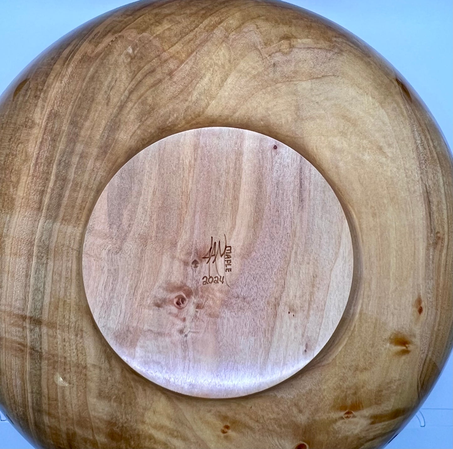 Hand Turned Figured Maple Bowl With Deep Metallic Red Epoxy Inlay Heirloom Maple