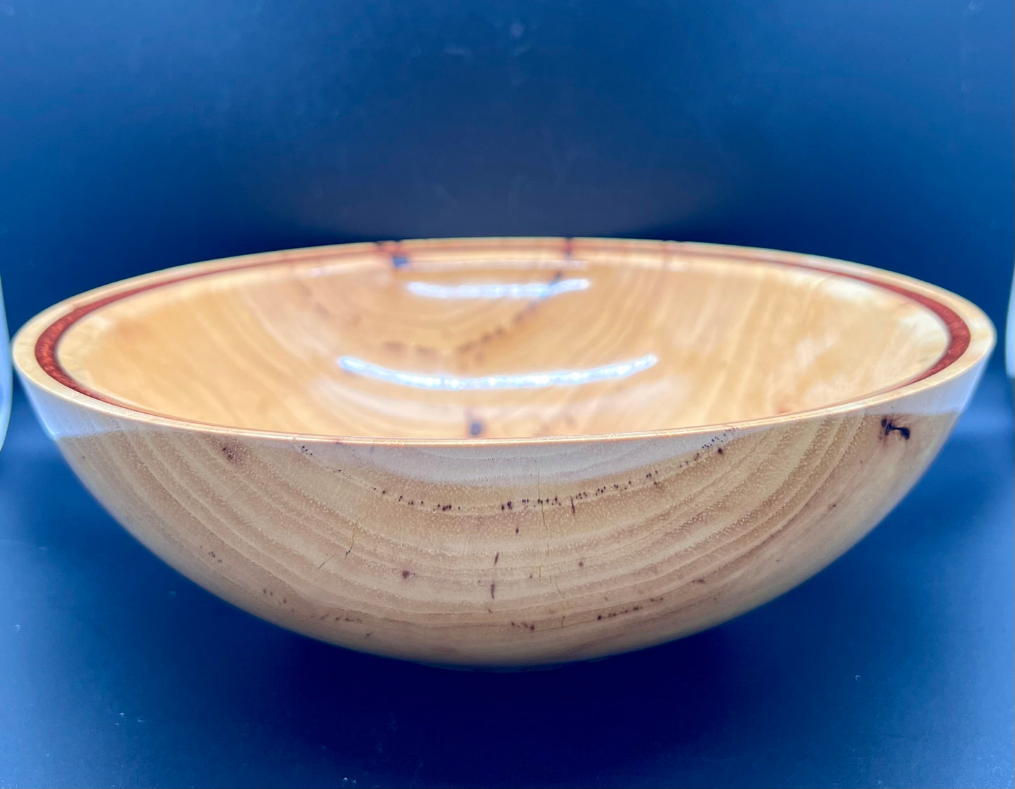 Hand turned Elm bowl with deep copper colored resin inlay