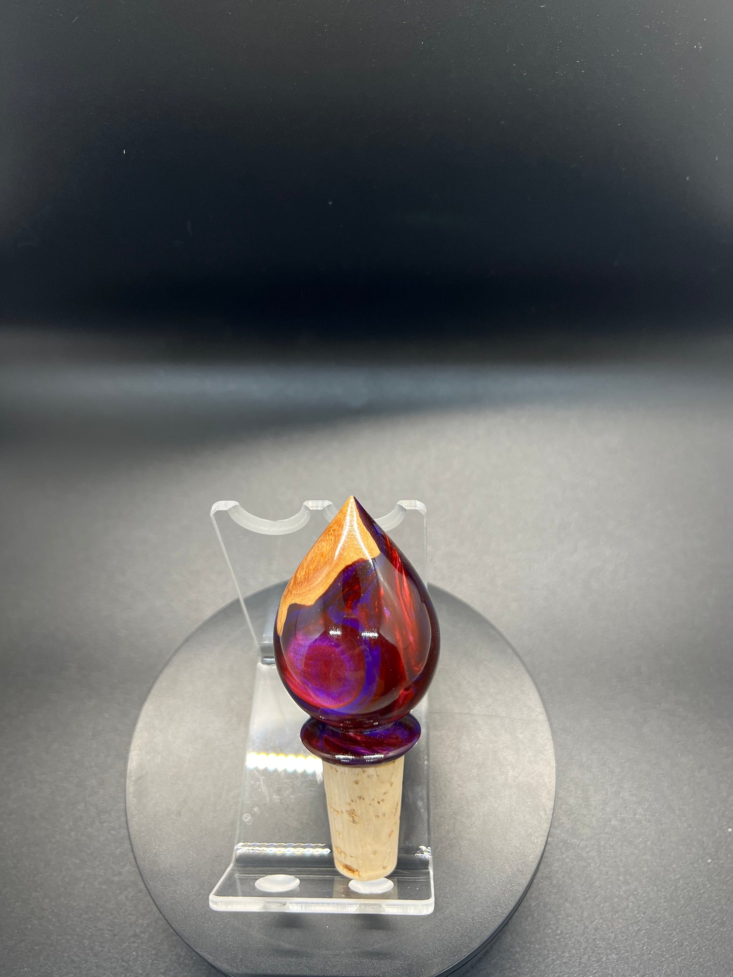 Bottle Stopper Burl with Purple, Russet, Resin Cork Stopper