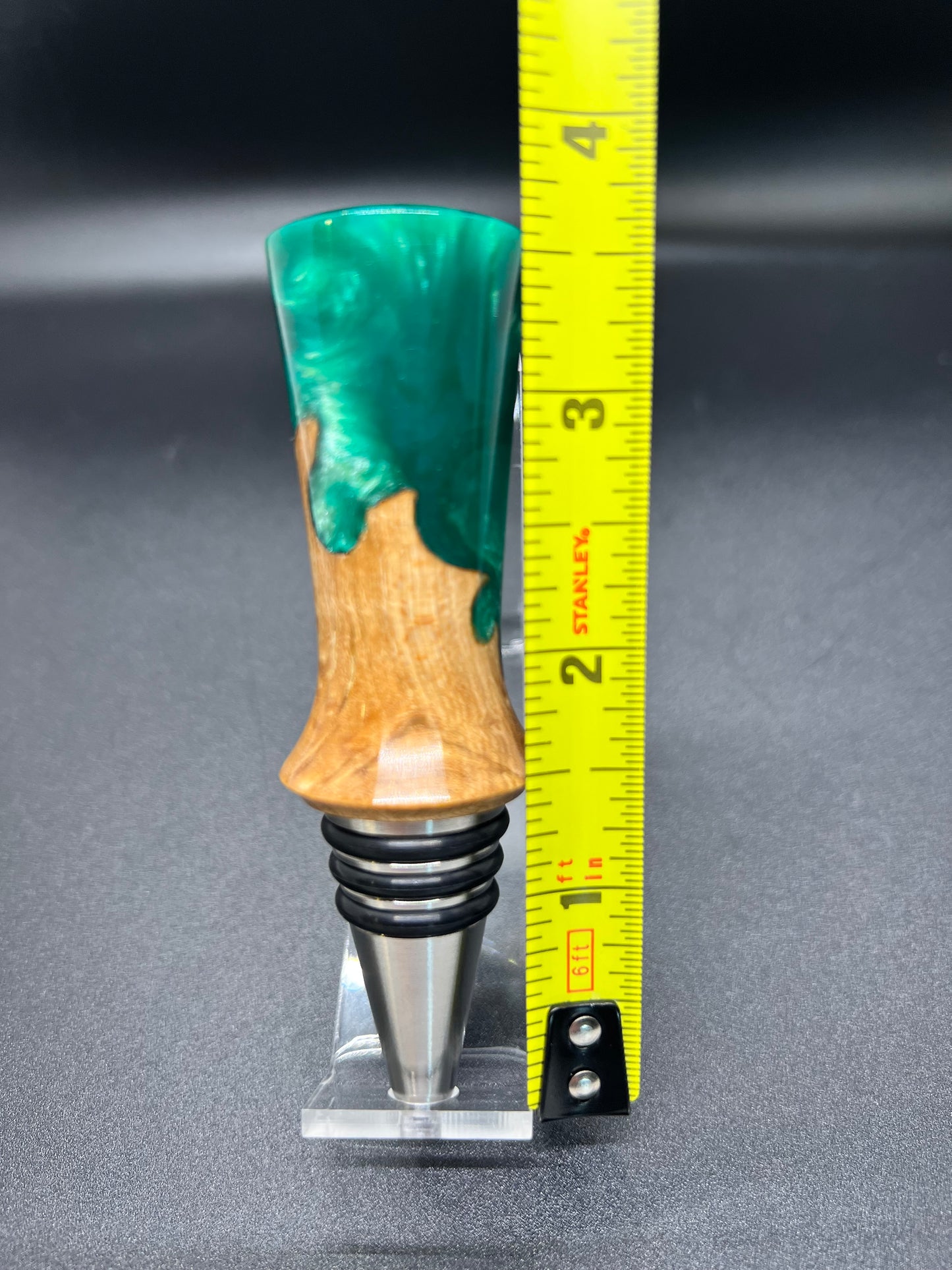 Bottle Stopper Birdseye Maple Burl with green resin